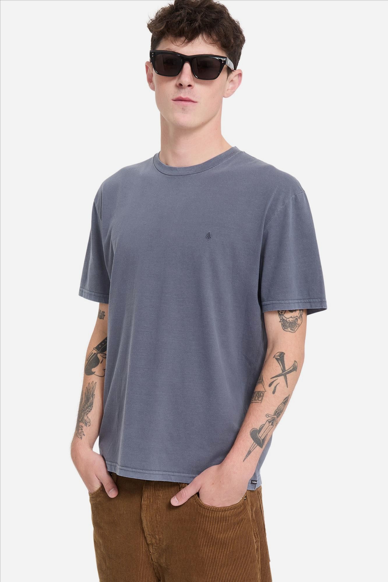Volcom - Grijsblauwe Solid Stone T-shirt