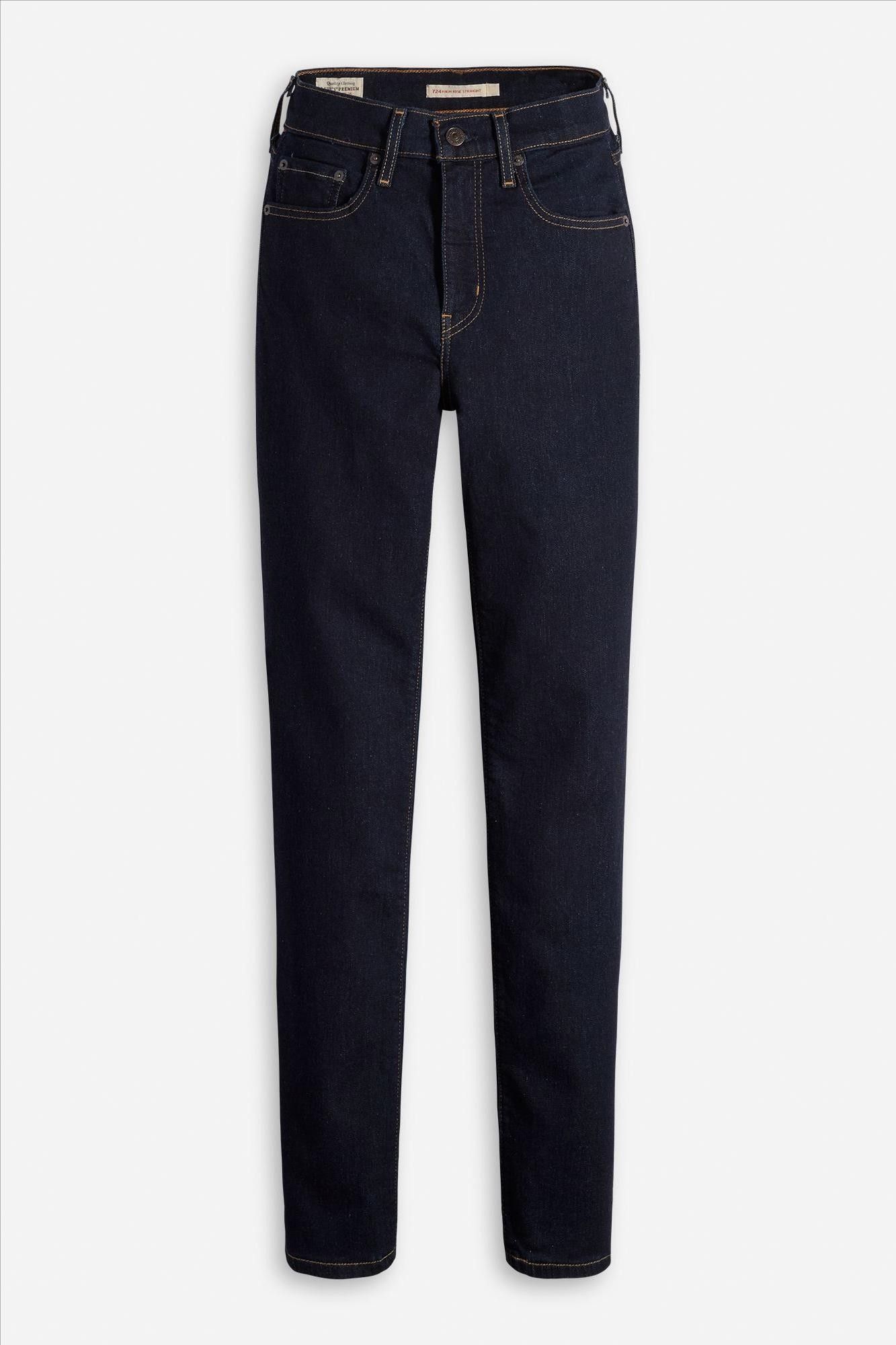 Levi's - Donkerblauwe 724 High-Waist Slim Straight jeans