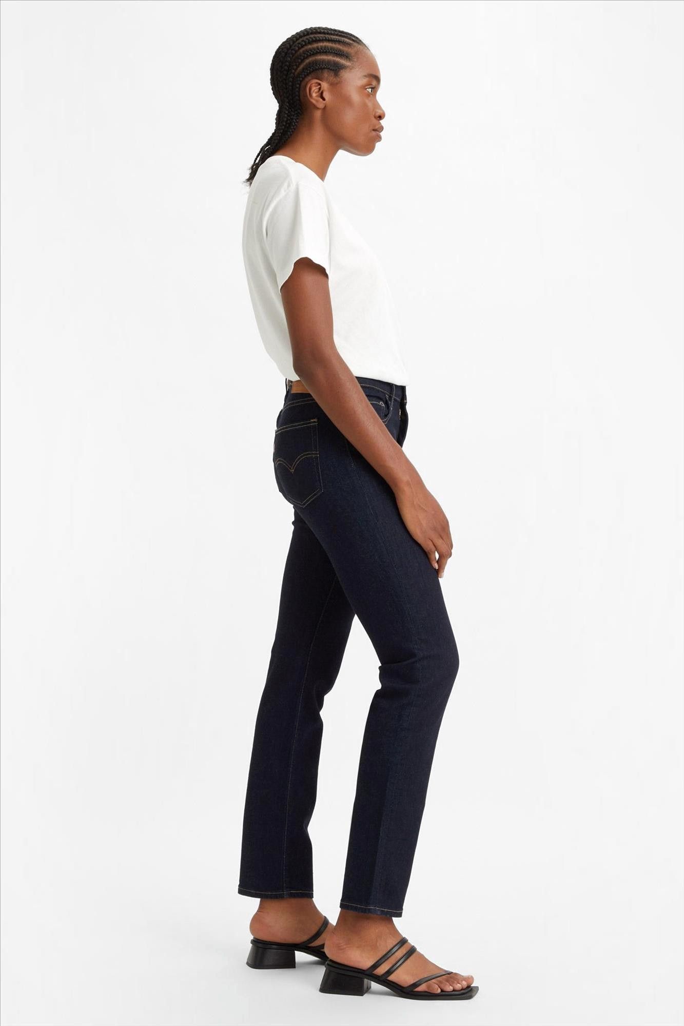 Levi's - Donkerblauwe 724 High-Waist Slim Straight jeans