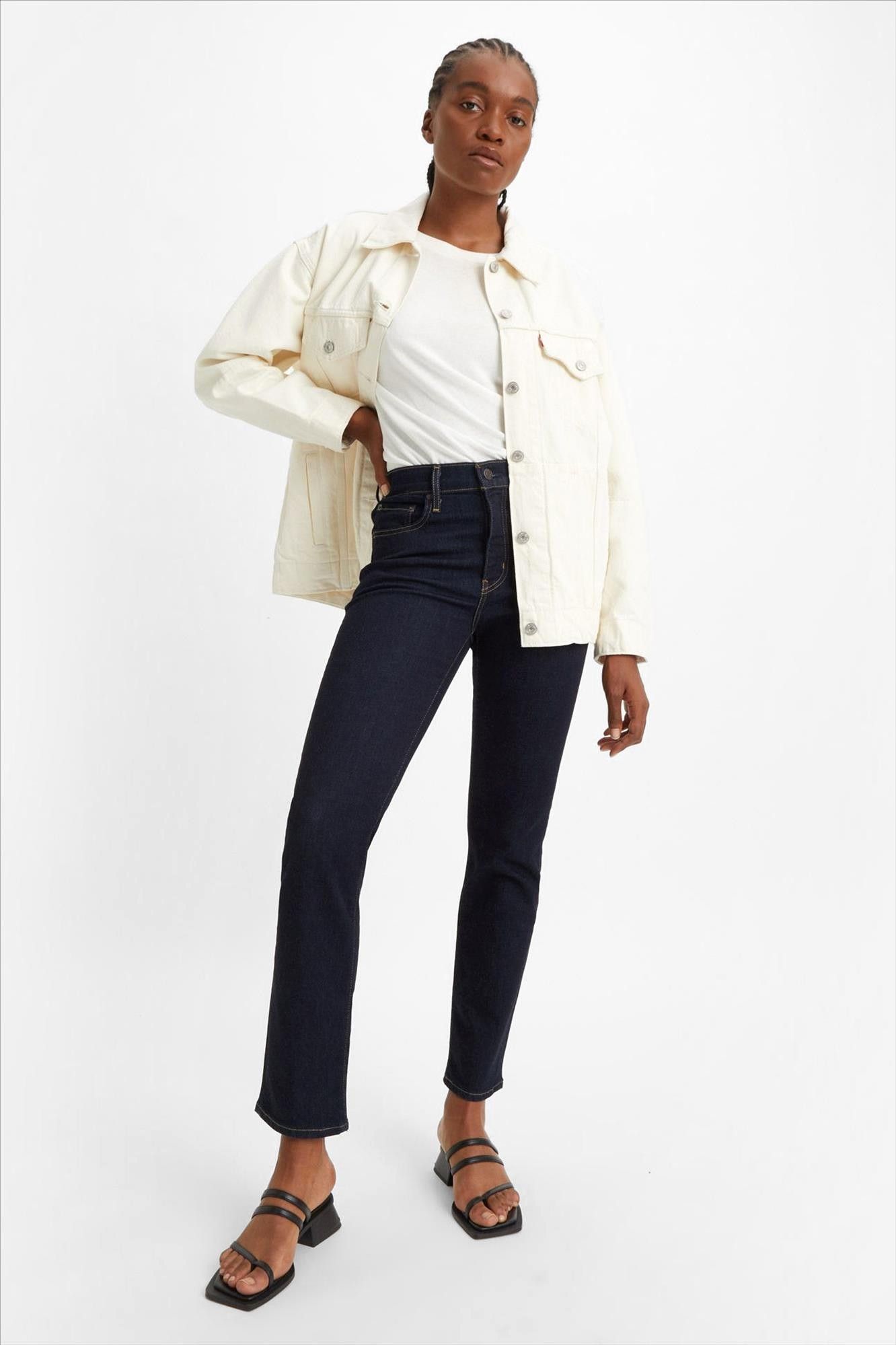Levi's - Donkerblauwe 724 High-Waist Slim Straight jeans