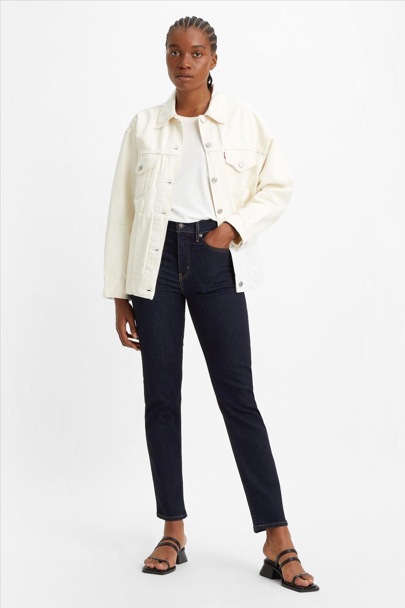 Levi's - Donkerblauwe 724 High-Waist Slim Straight jeans