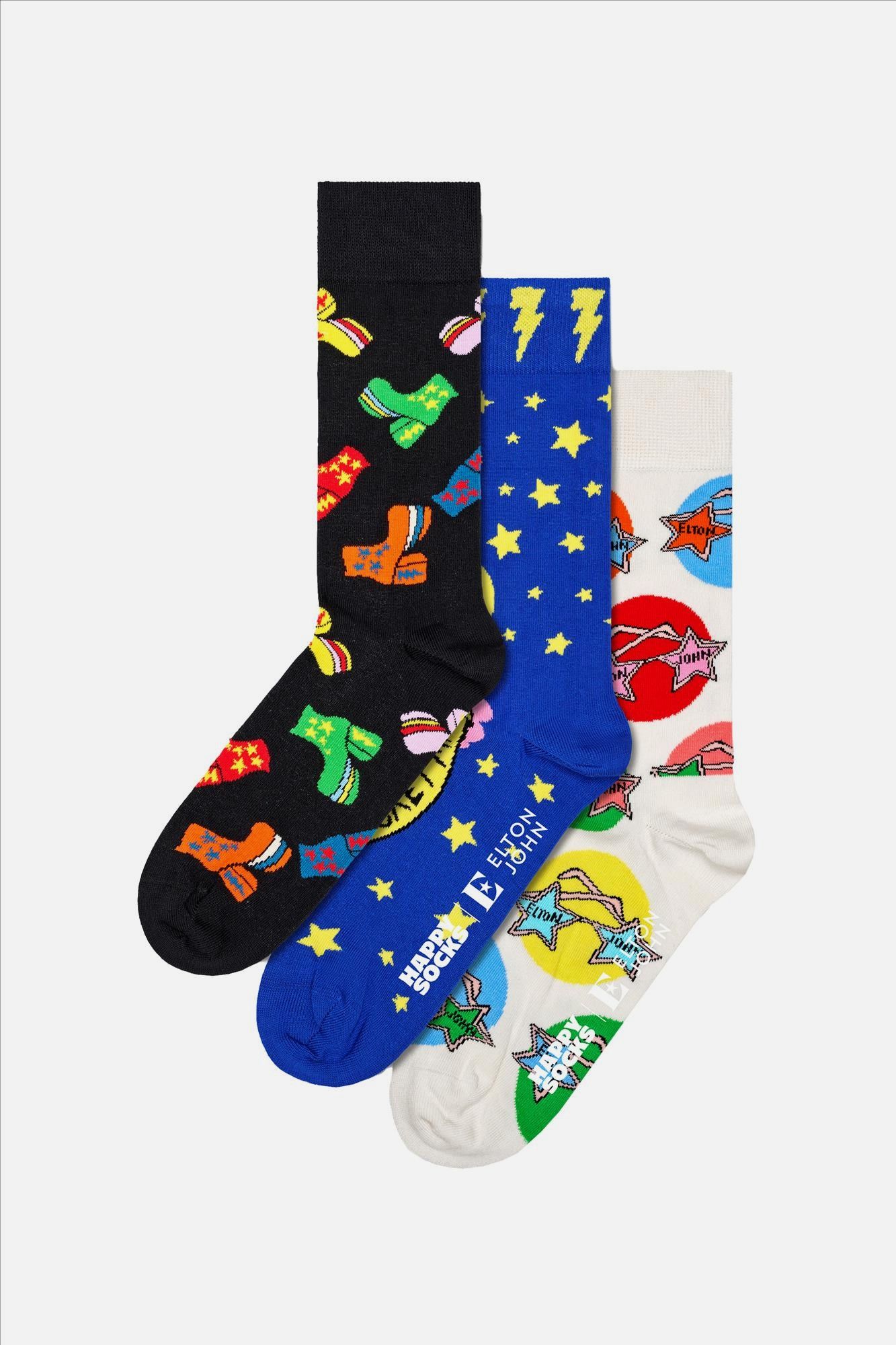 Happy Socks - Multicolour Raket 3-pack sokken, maat: 41-46