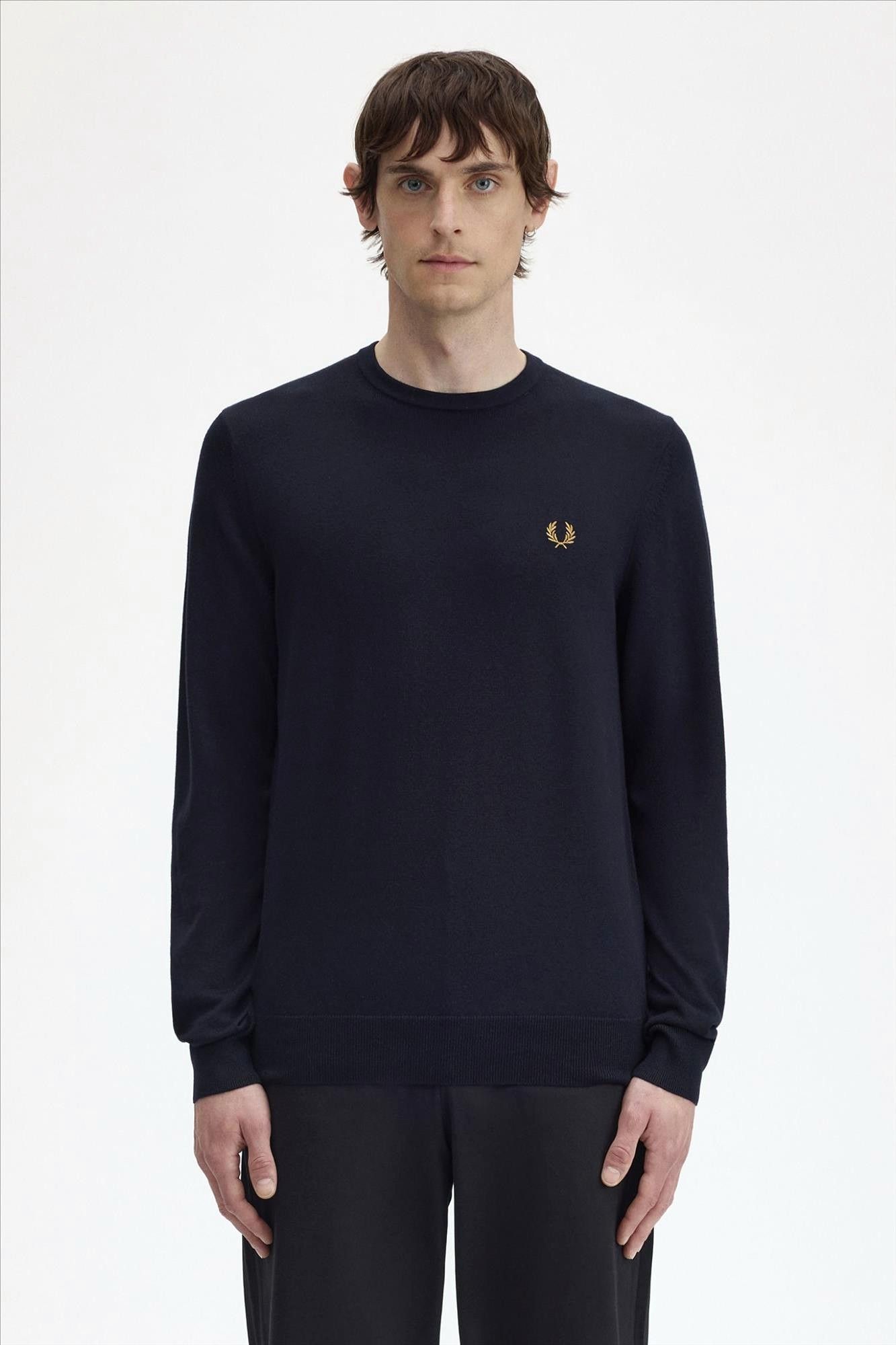 Fred Perry - Donkerblauwe Classic Crew Neck trui