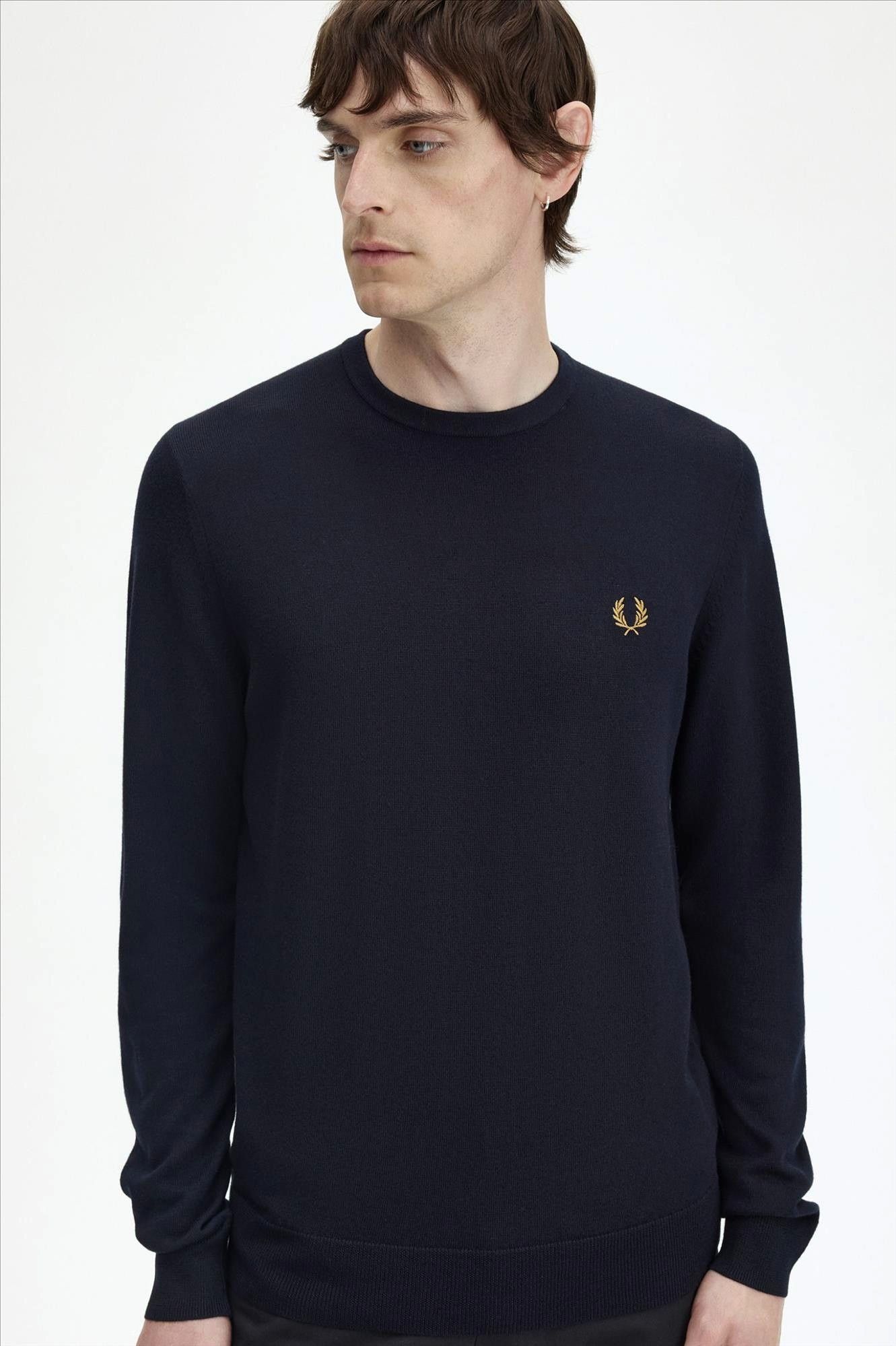 Fred Perry - Donkerblauwe Classic Crew Neck trui
