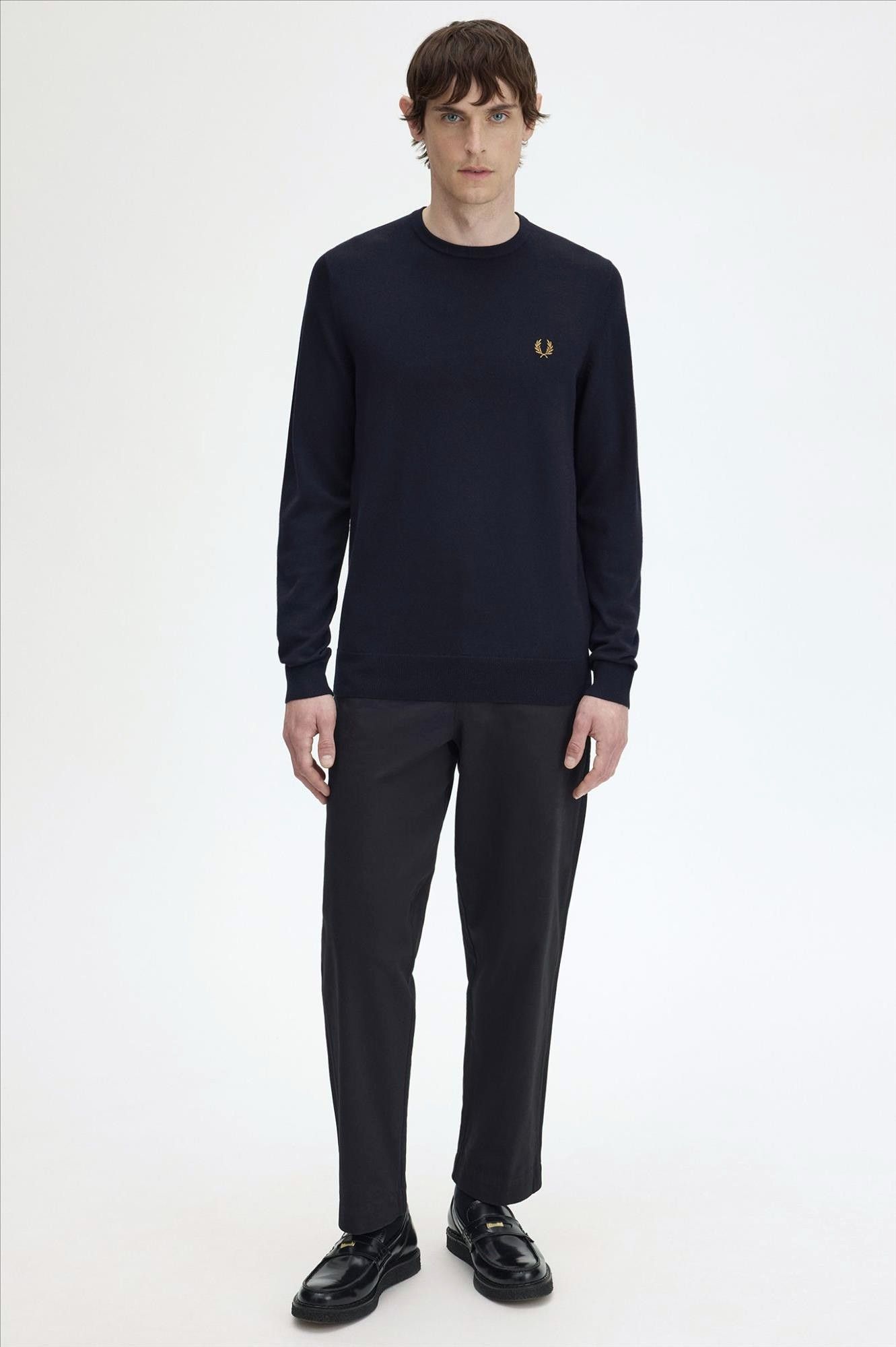 Fred Perry - Donkerblauwe Classic Crew Neck trui