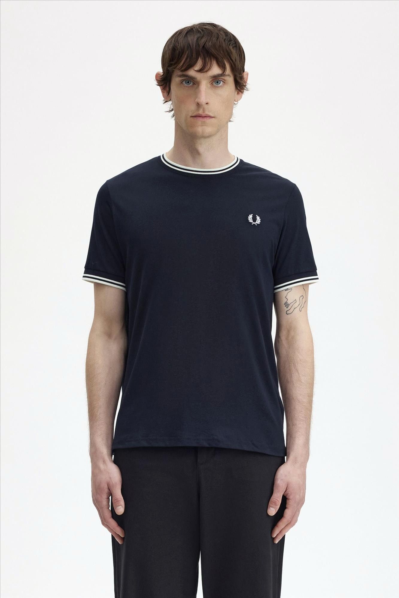 Fred Perry - Donkerblauwe Twin Tipped T-shirt