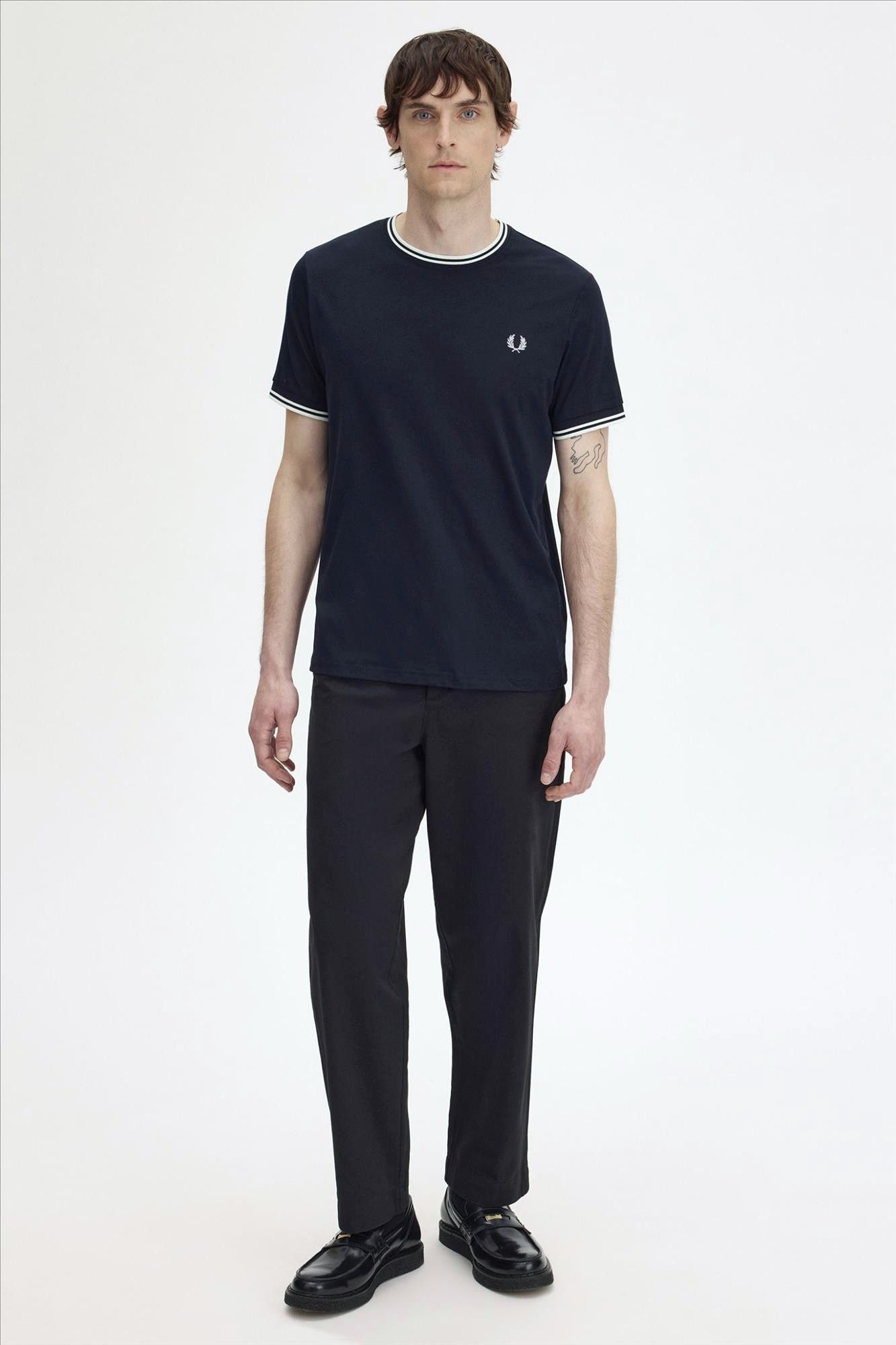 Fred Perry - Donkerblauwe Twin Tipped T-shirt