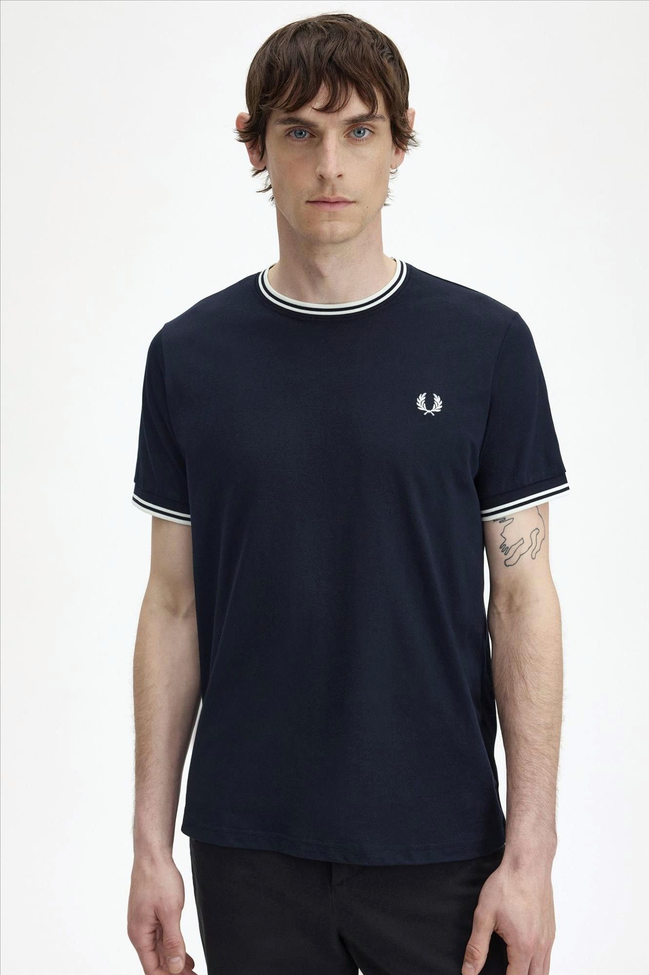 Fred Perry - Donkerblauwe Twin Tipped T-shirt