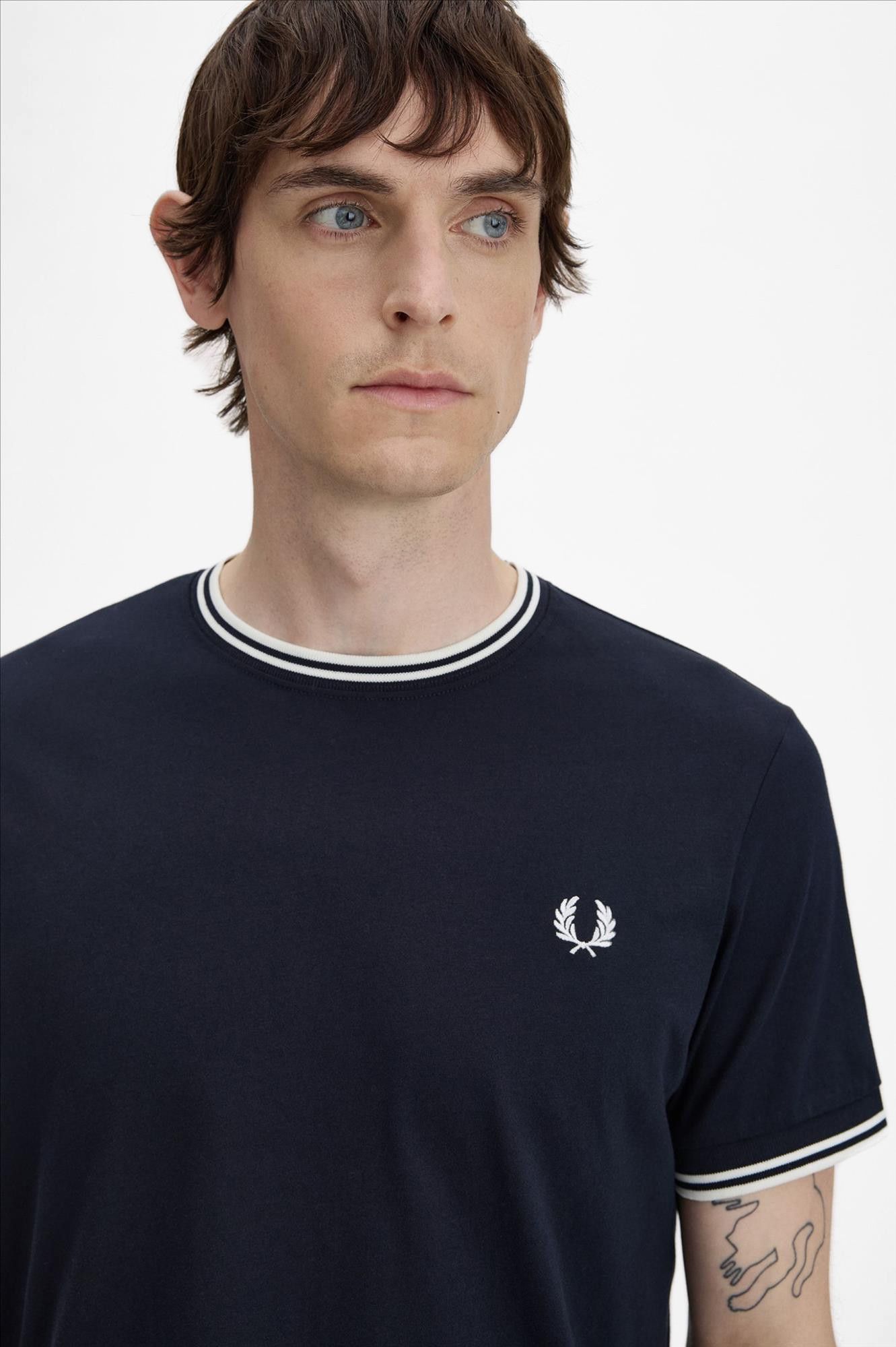 Fred Perry - Donkerblauwe Twin Tipped T-shirt