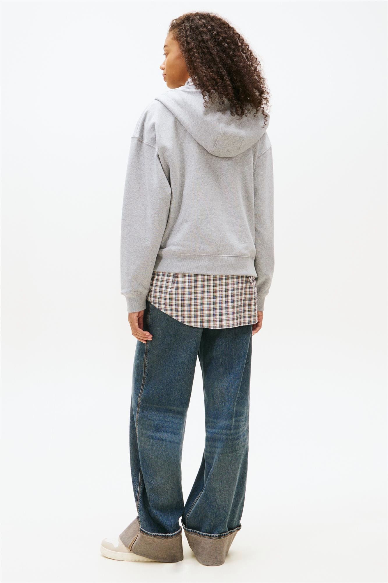 Tommy Jeans - Grijze Boxy 1/4-Zip hoodie