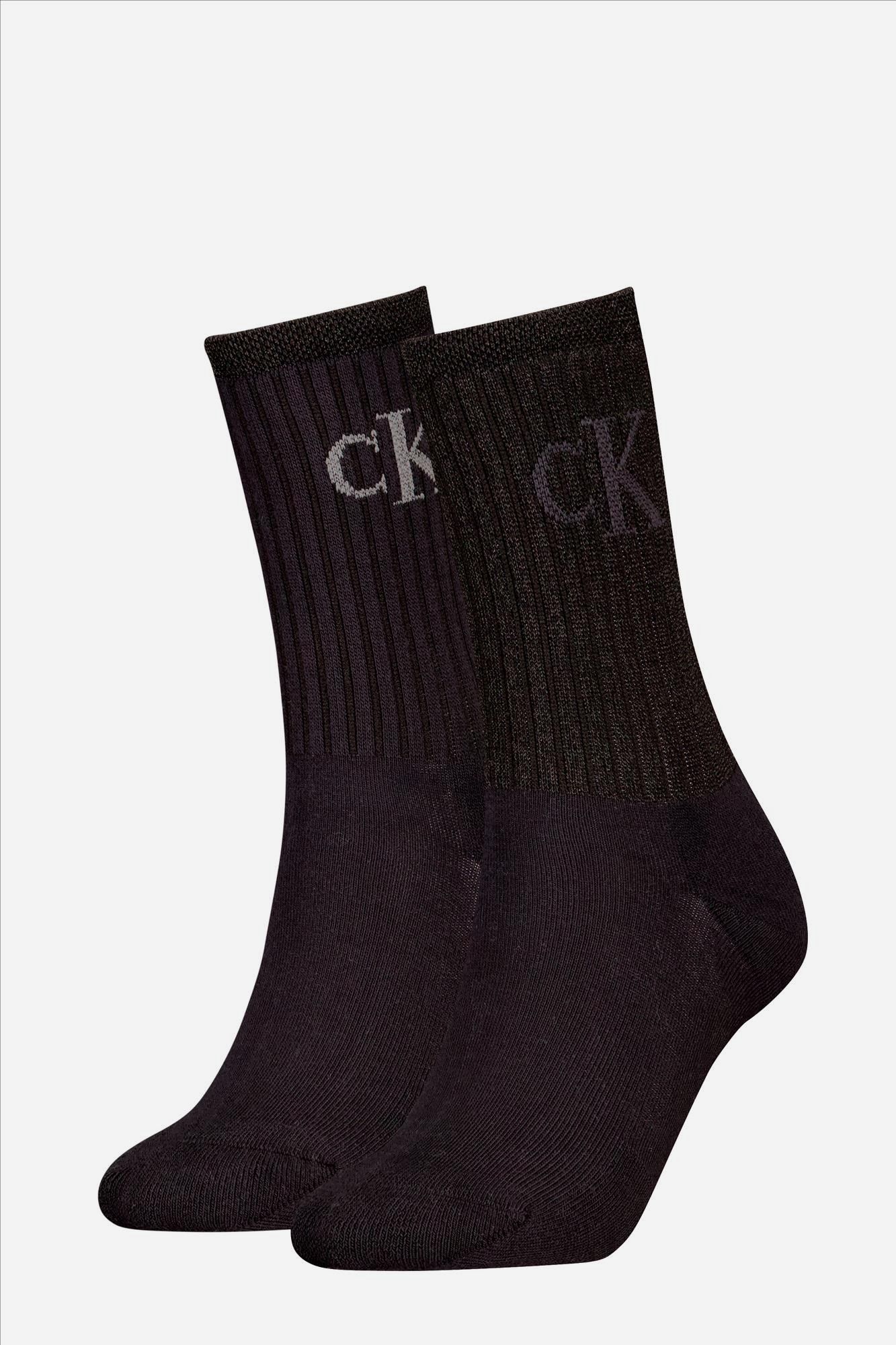Calvin Klein - Zwarte 2-pack Glossy Rib sokken, maat: 39-42