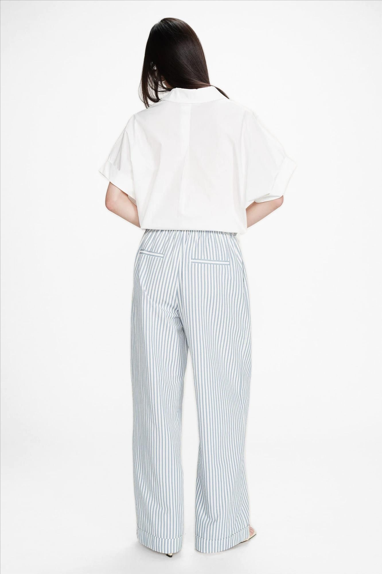 Grace & Mila - Ecru-Lichtblauwe Volute broek
