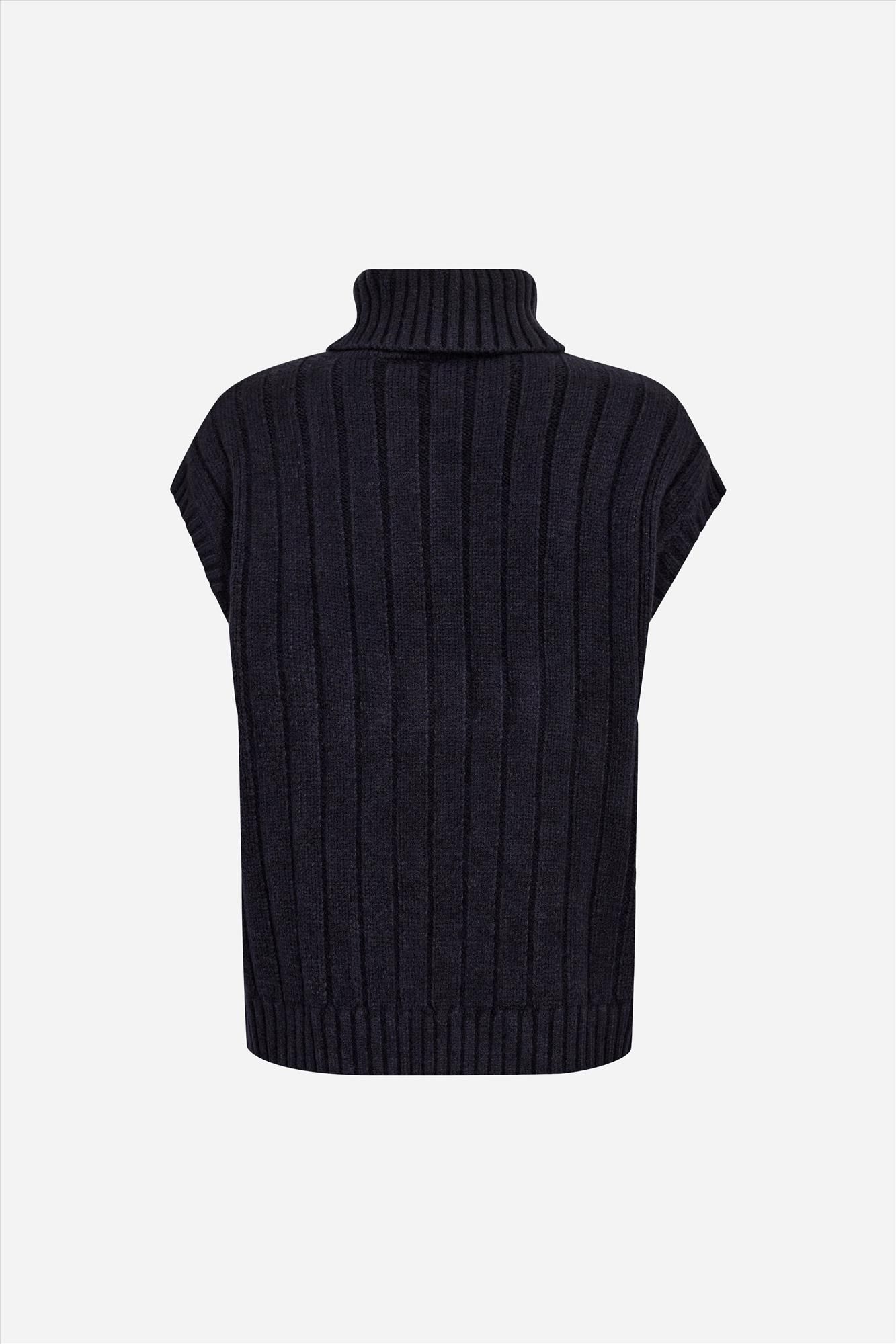 CO'COUTURE - Donkerblauwe Row Cable Knit trui