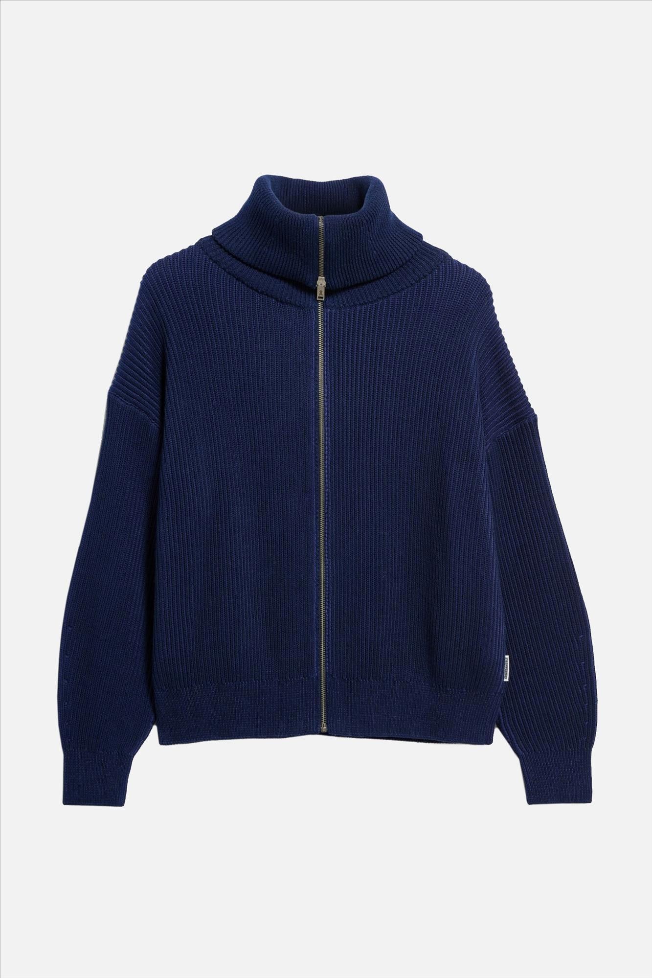 Armed Angels - Donkerblauwe Vanisé Rib Knit cardigan
