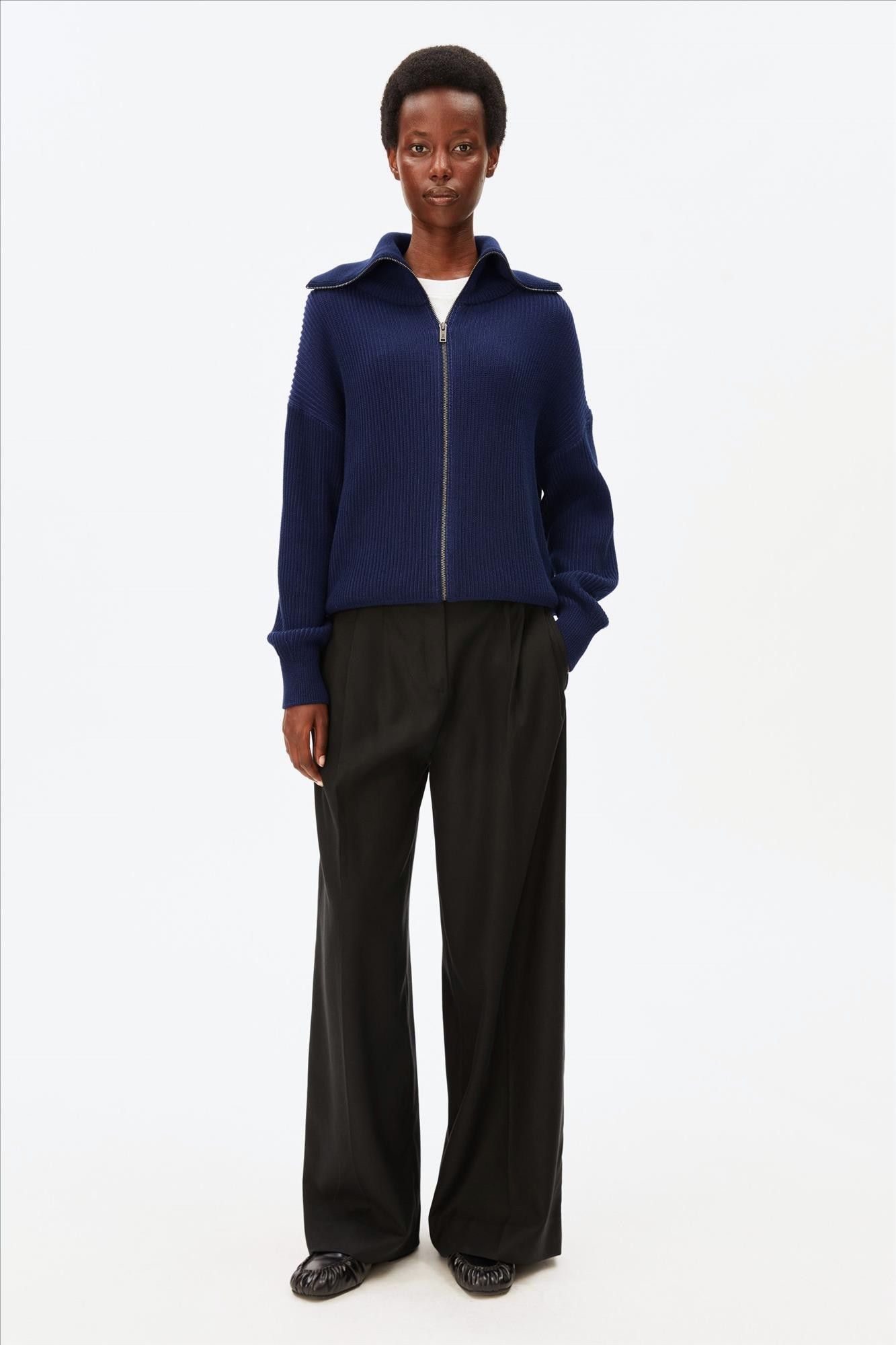 Armed Angels - Donkerblauwe Vanisé Rib Knit cardigan