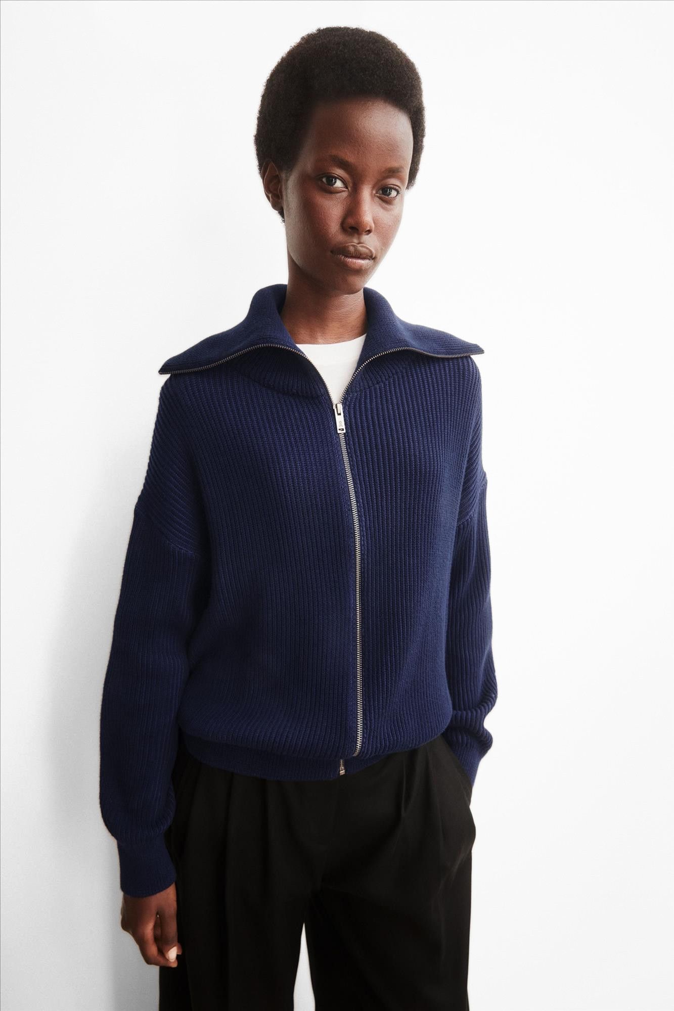 Armed Angels - Donkerblauwe Vanisé Rib Knit cardigan