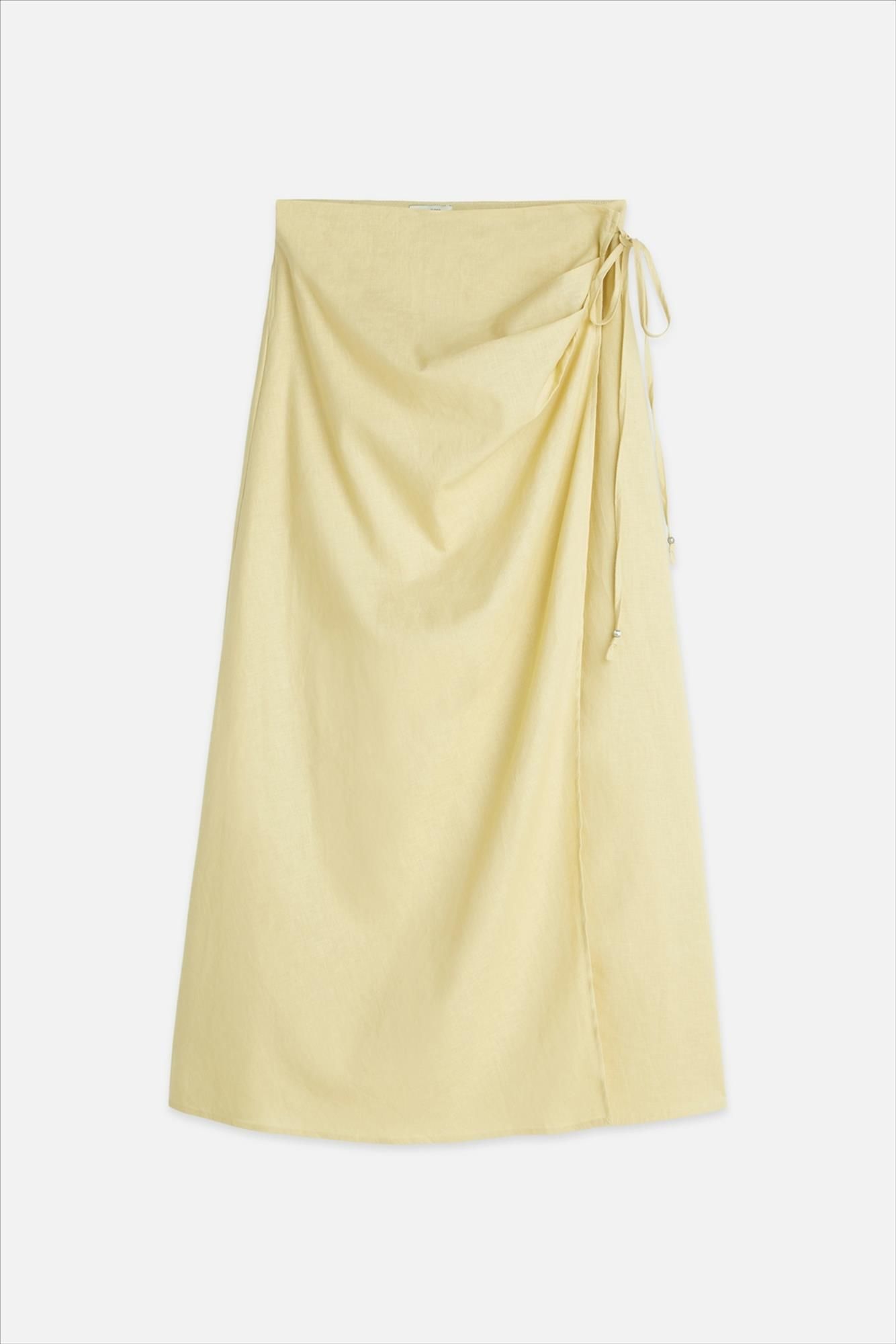 Scotch & Soda - Lichtgele Linen Wrap rok