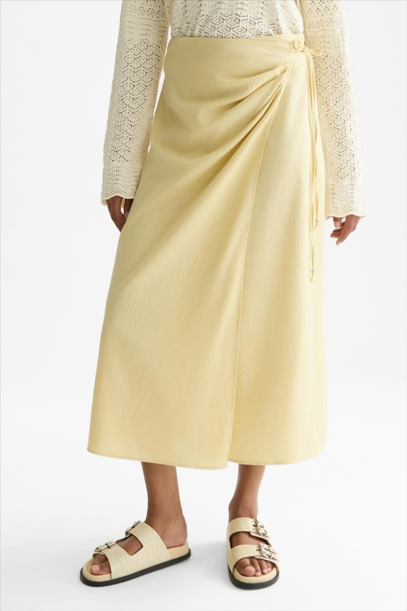 Scotch & Soda - Lichtgele Linen Wrap rok