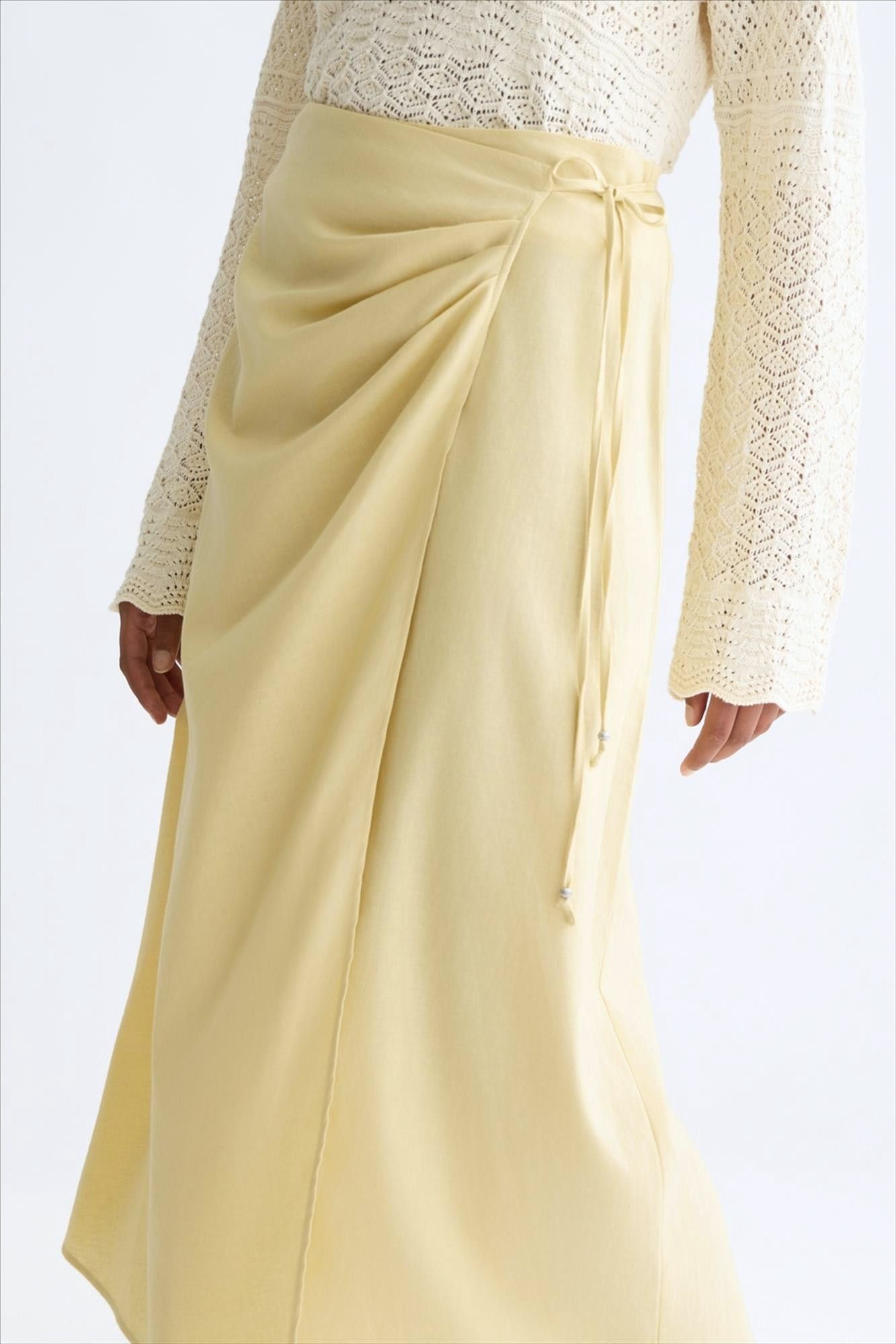 Scotch & Soda - Lichtgele Linen Wrap rok