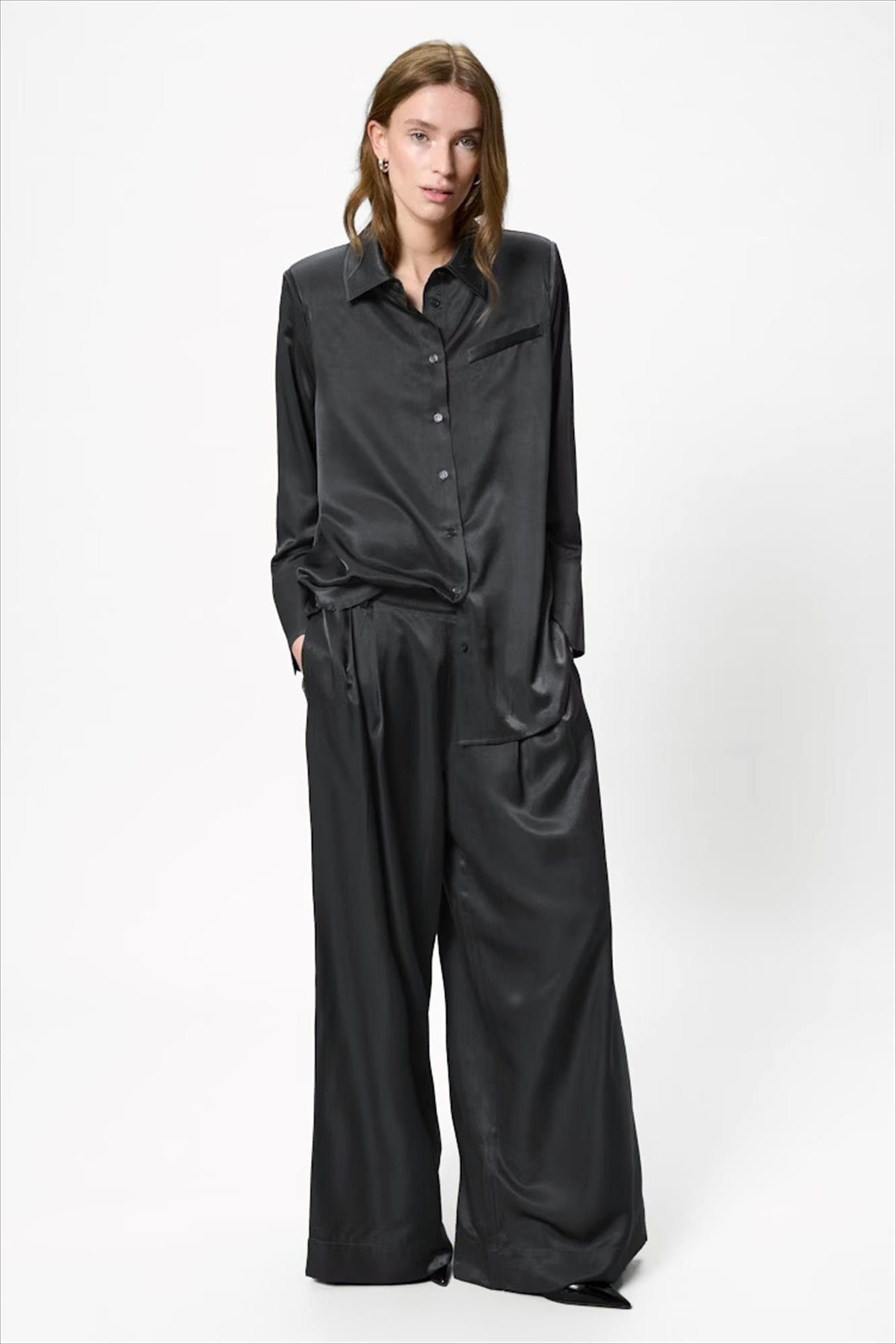 My Essential Wardrobe - Donkergrijze Estelle wide broek