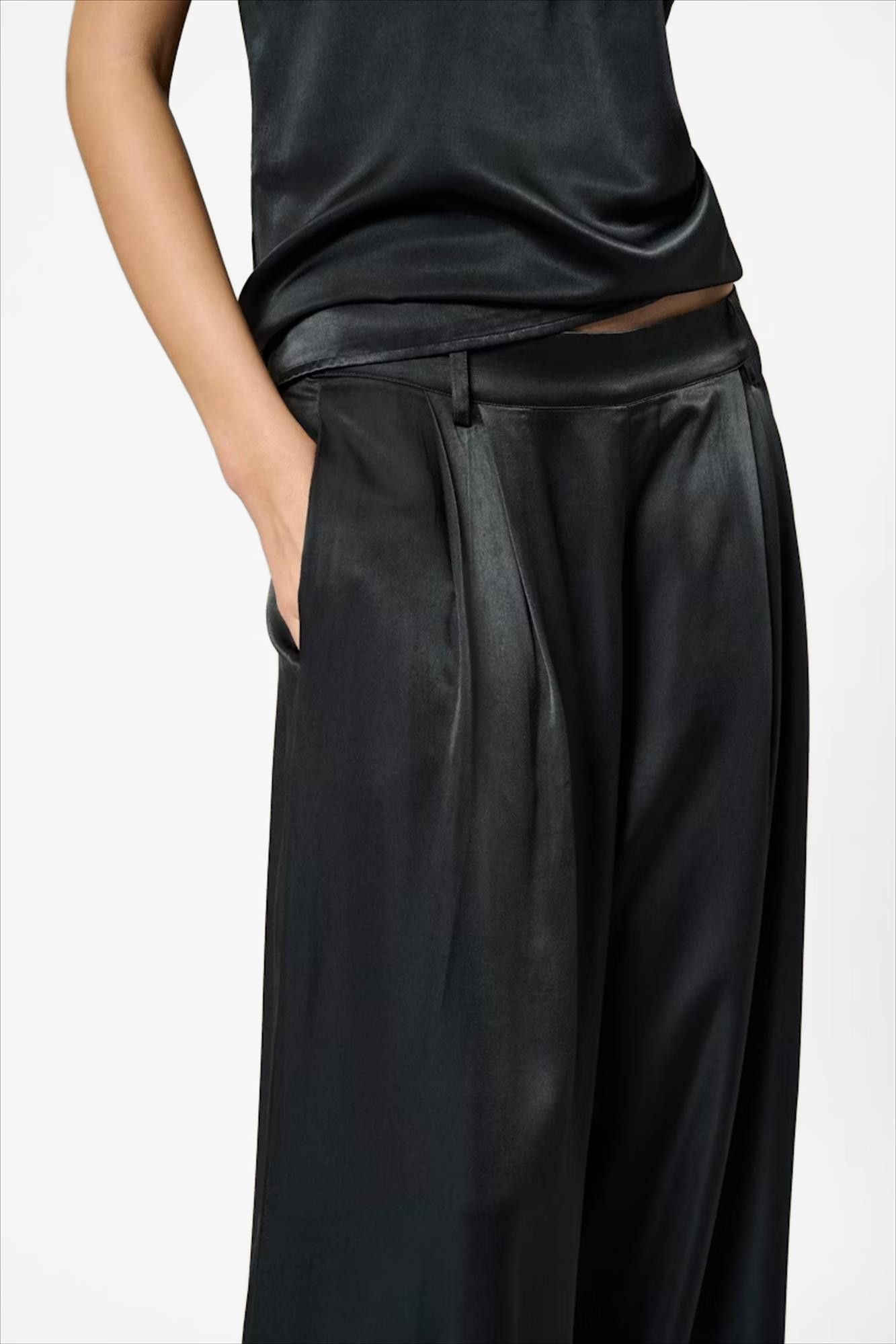 My Essential Wardrobe - Donkergrijze Estelle wide broek