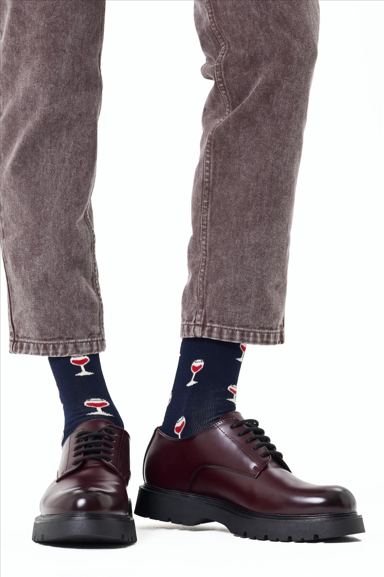 Happy Socks - Donkerblauwe Wijn sokken, maat: 41-46