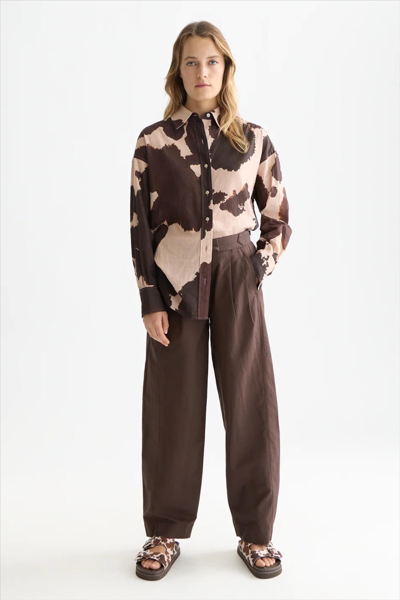 Scotch & Soda - Donkerbruine Quinn wide balloon broek
