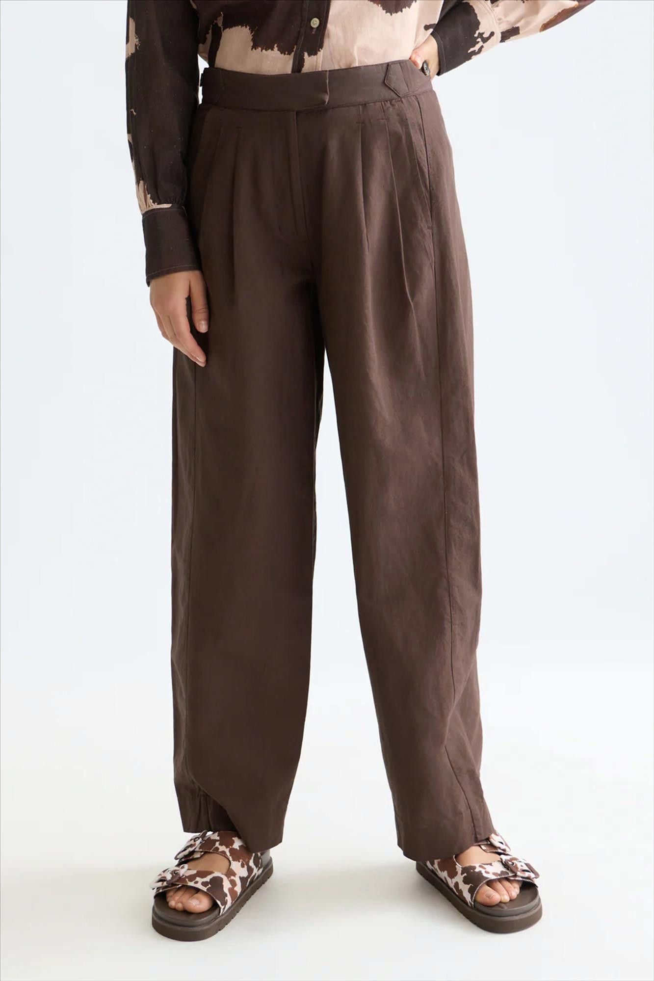 Scotch & Soda - Donkerbruine Quinn wide balloon broek