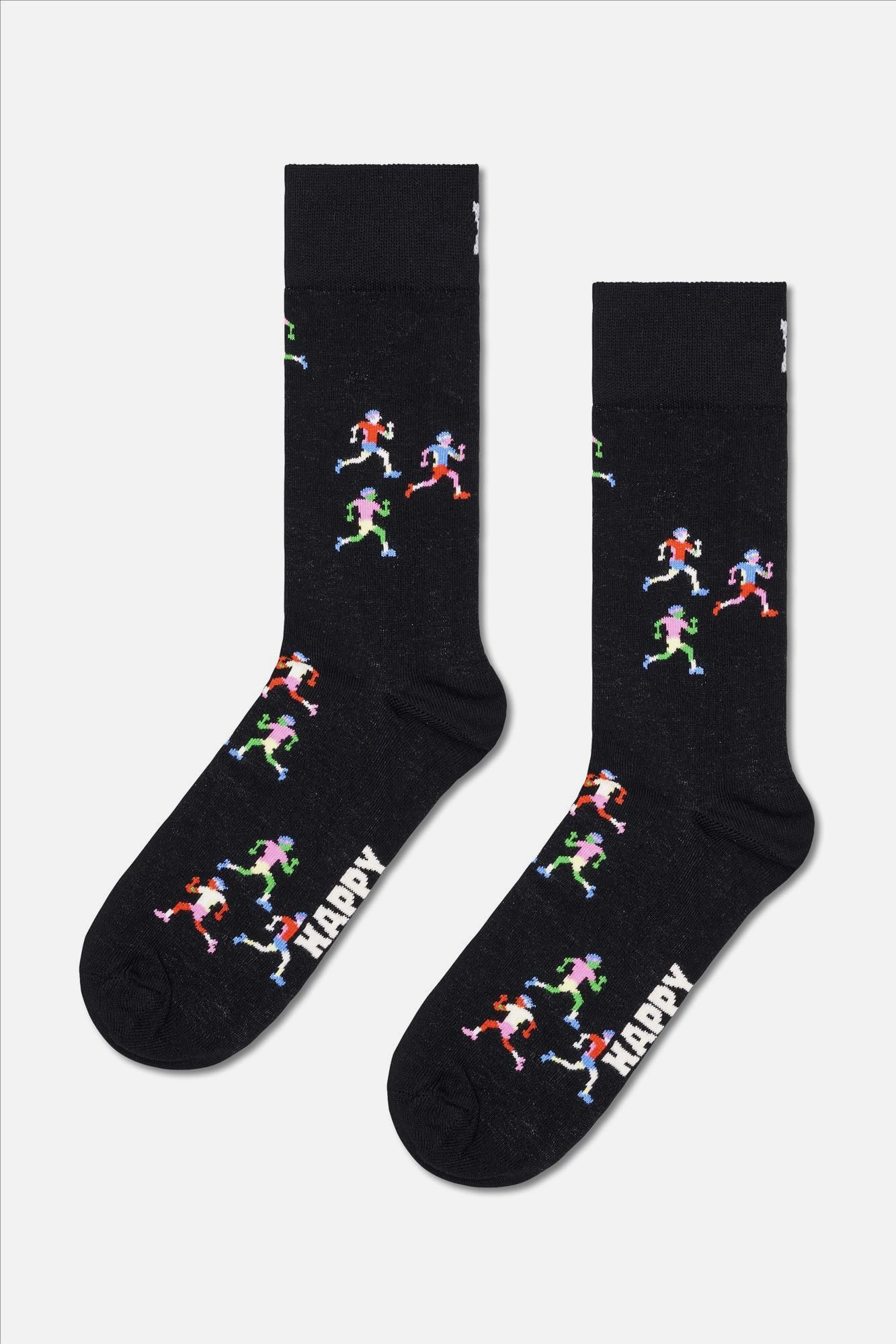 Happy Socks - Zwarte-Multicolour Runner sokken, maat: 36-40
