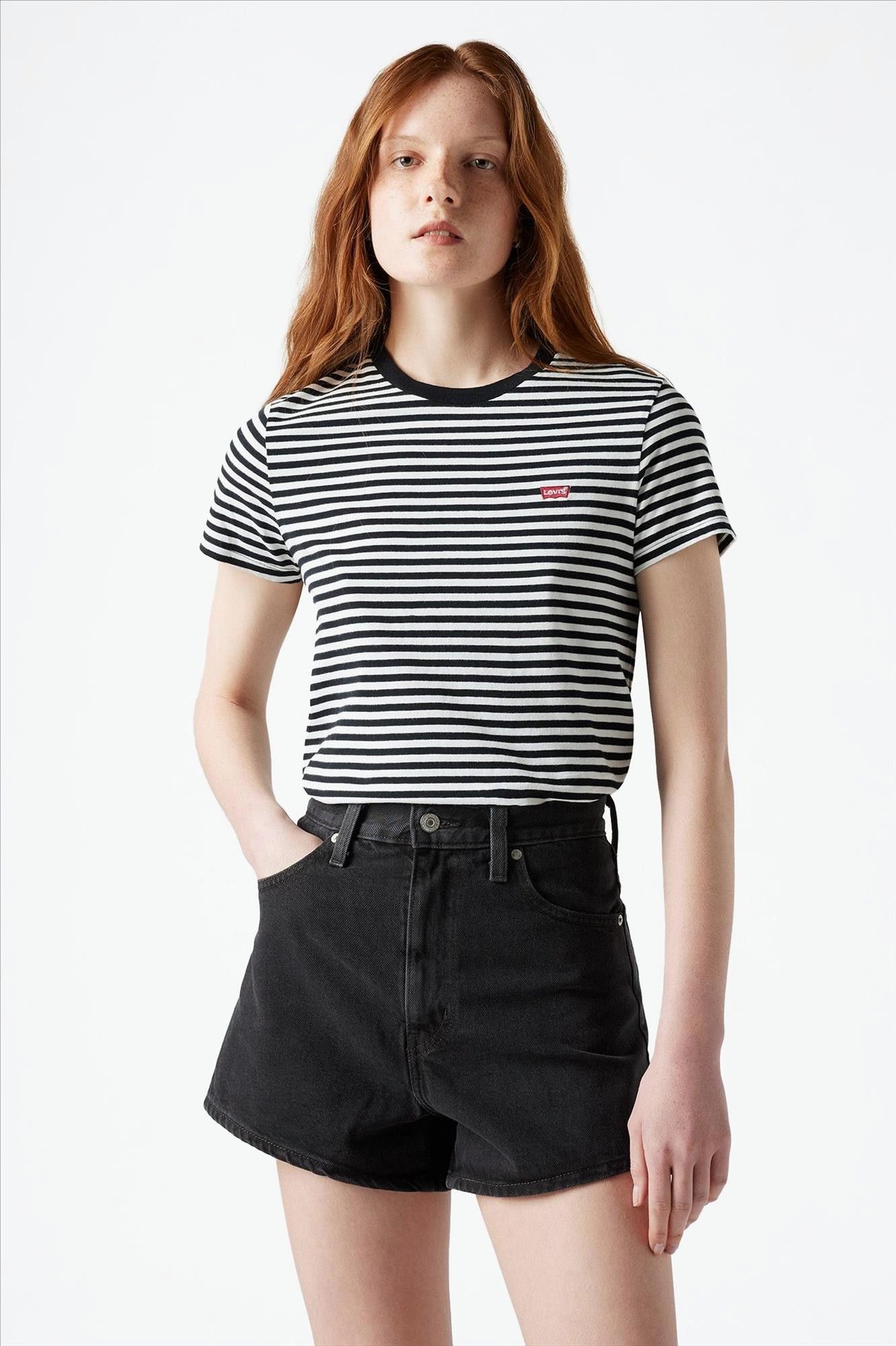 Levi's - Zwart-wit gestreepte T-shirt
