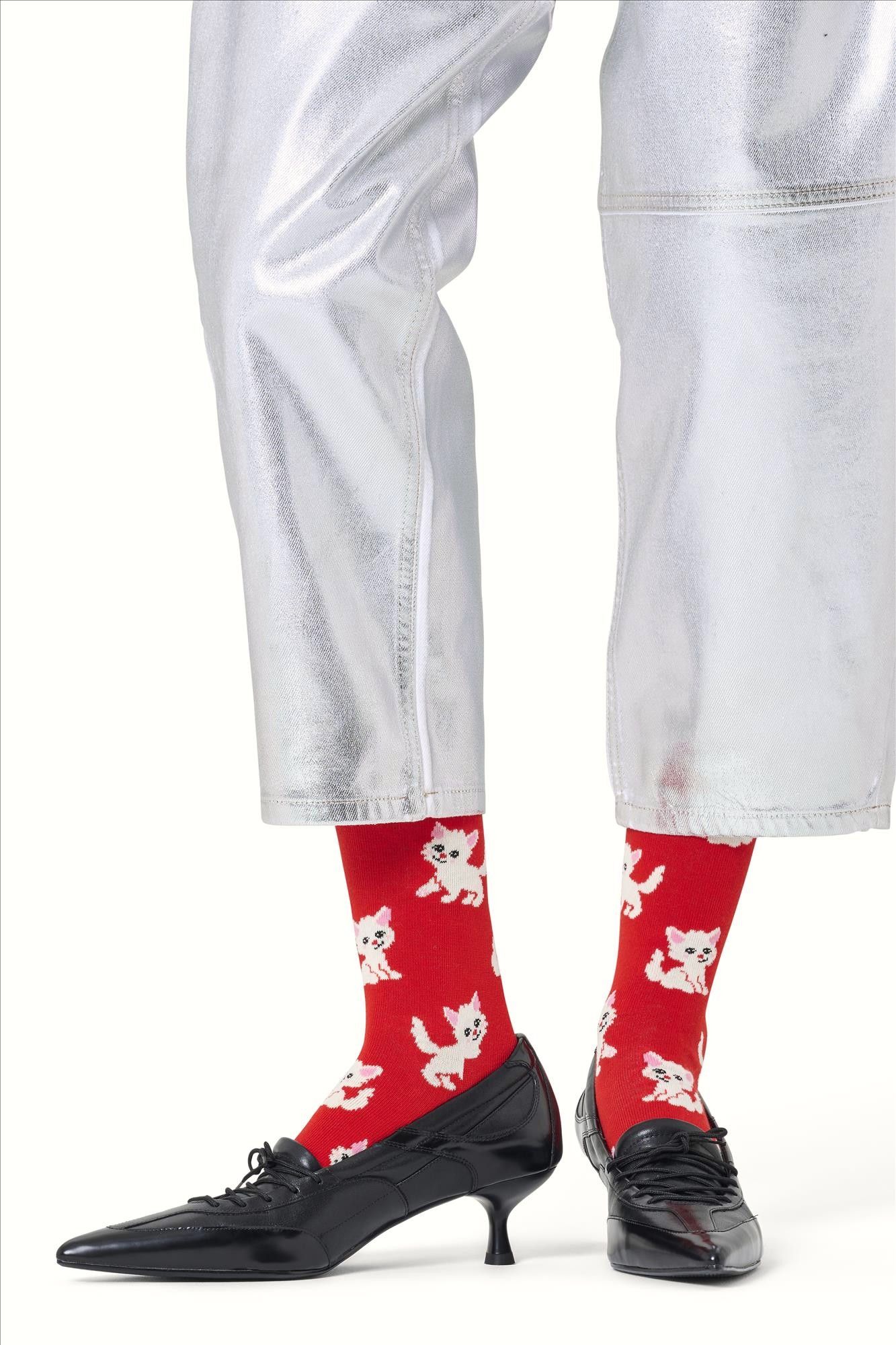 Happy Socks - Rode Kitten sokken, maat: 36-40