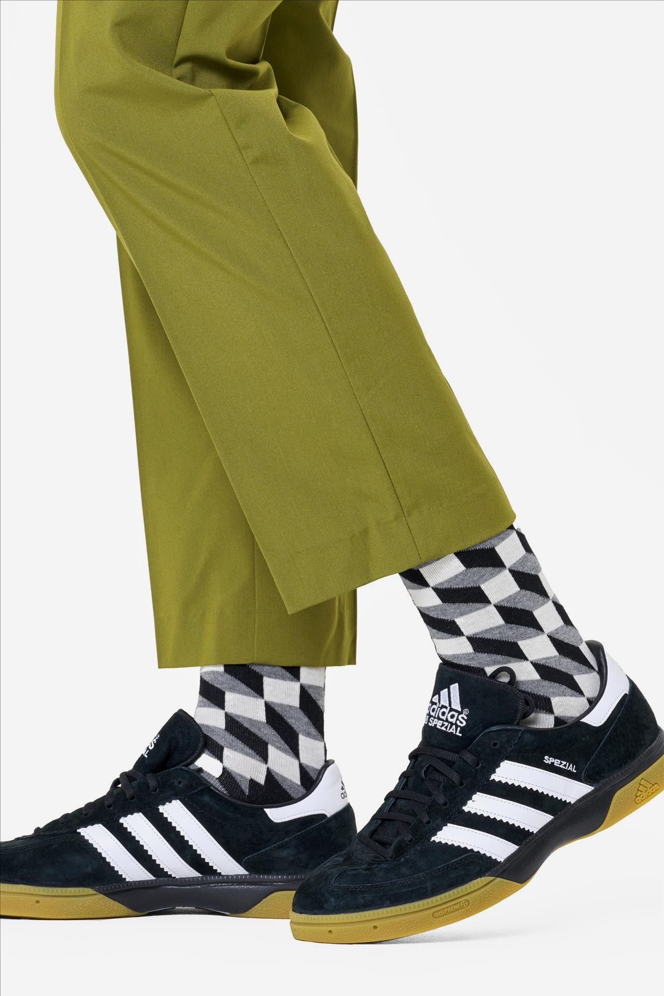Happy Socks - Lichtgrijze Filled Optic sokken, maat: 36-40