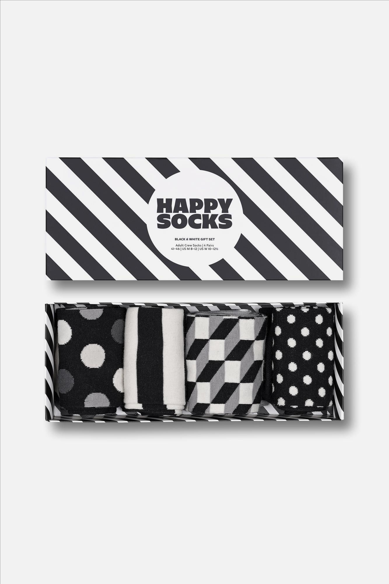 Happy Socks - Zwart-witte 4-pack Gift Set sokken, maat: 36-40