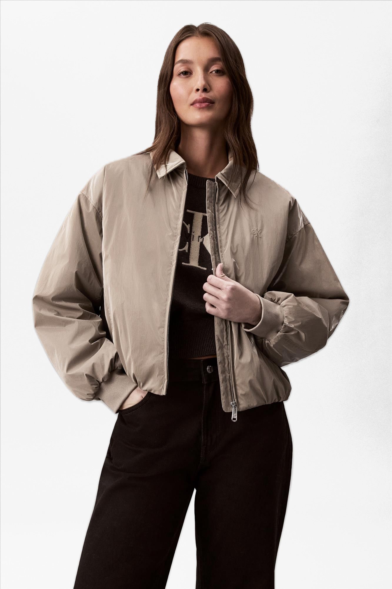 Calvin Klein Jeans - Beige Glossy bomberjas