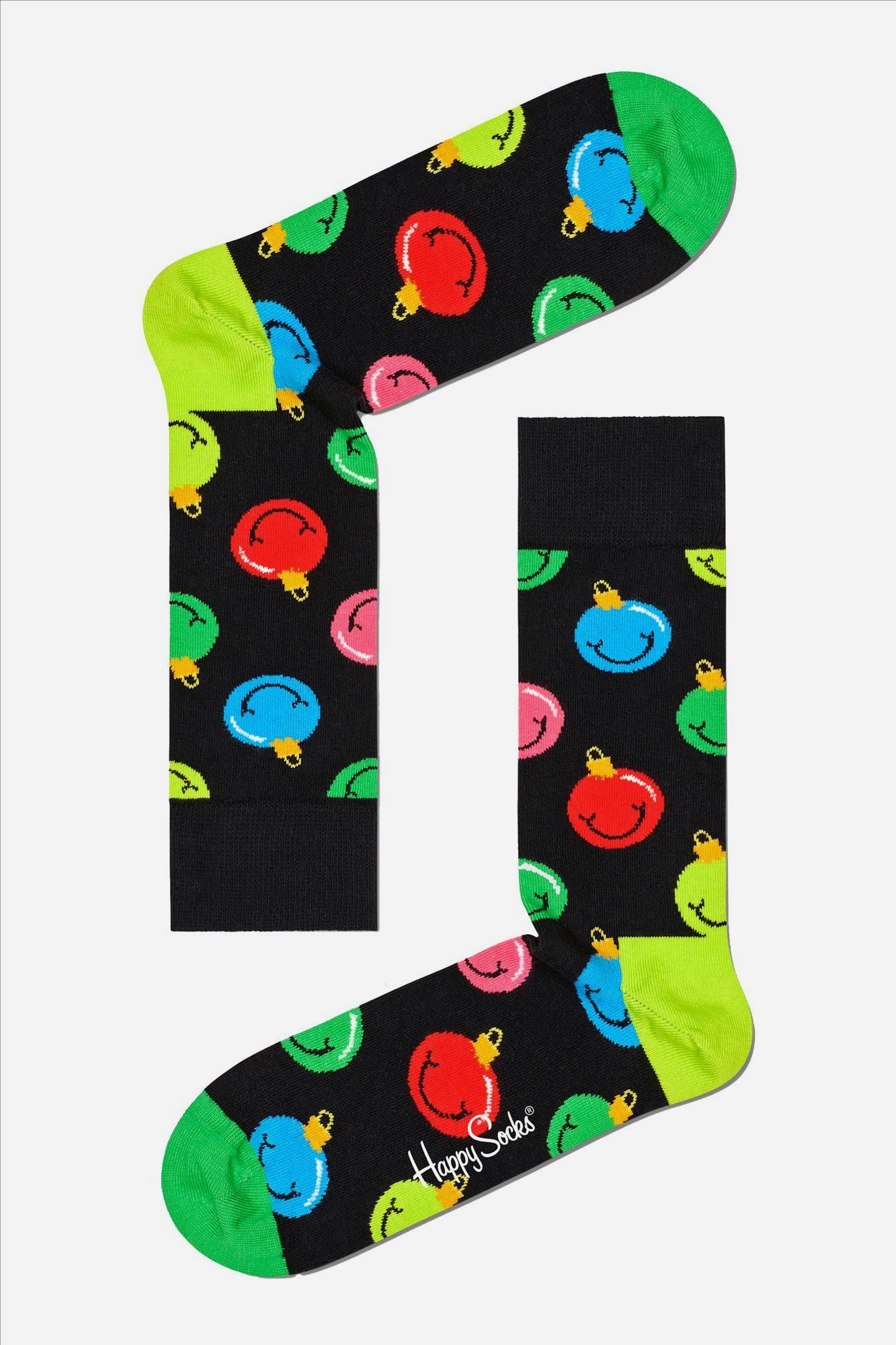 Happy Socks - Zwarte Jingle Smiley sokken, maat: 36-40