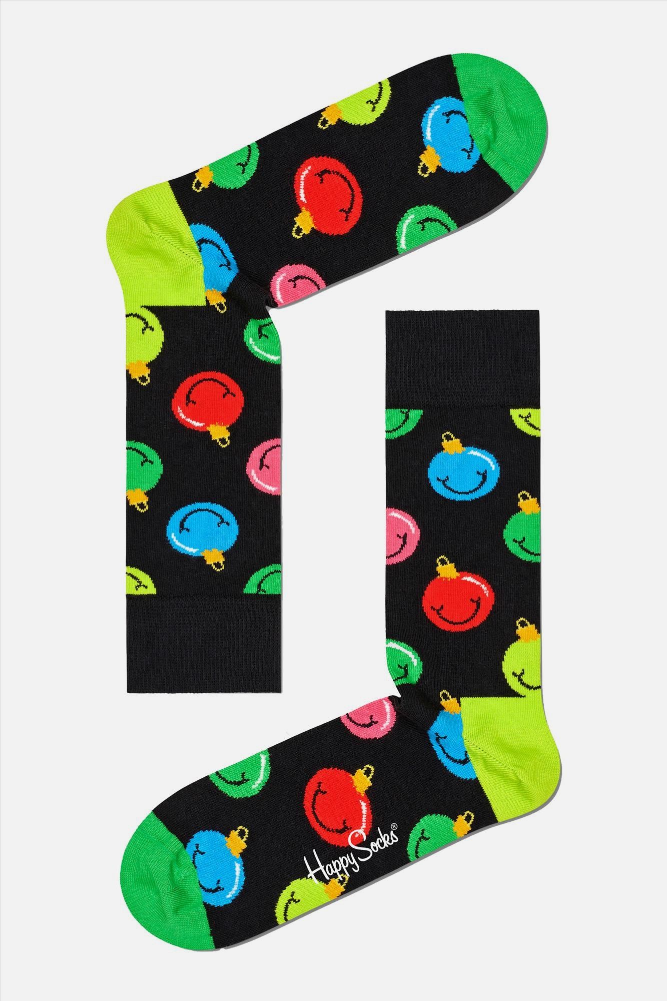 Happy Socks - Zwarte Jingle Smiley sokken, maat: 36-40