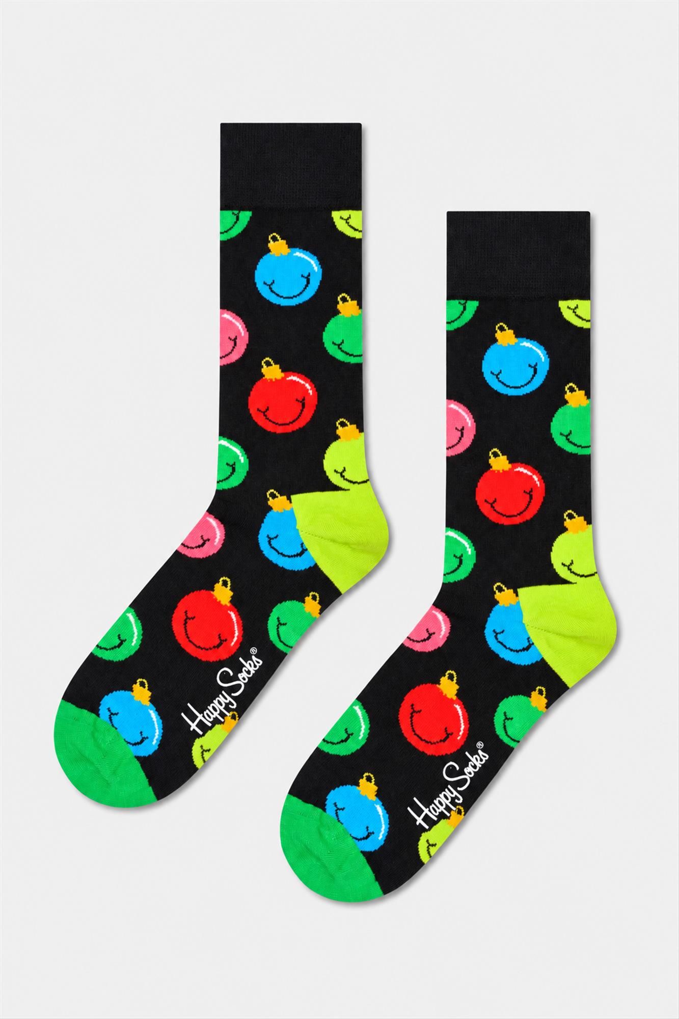 Happy Socks - Zwarte Jingle Smiley sokken, maat: 41-46