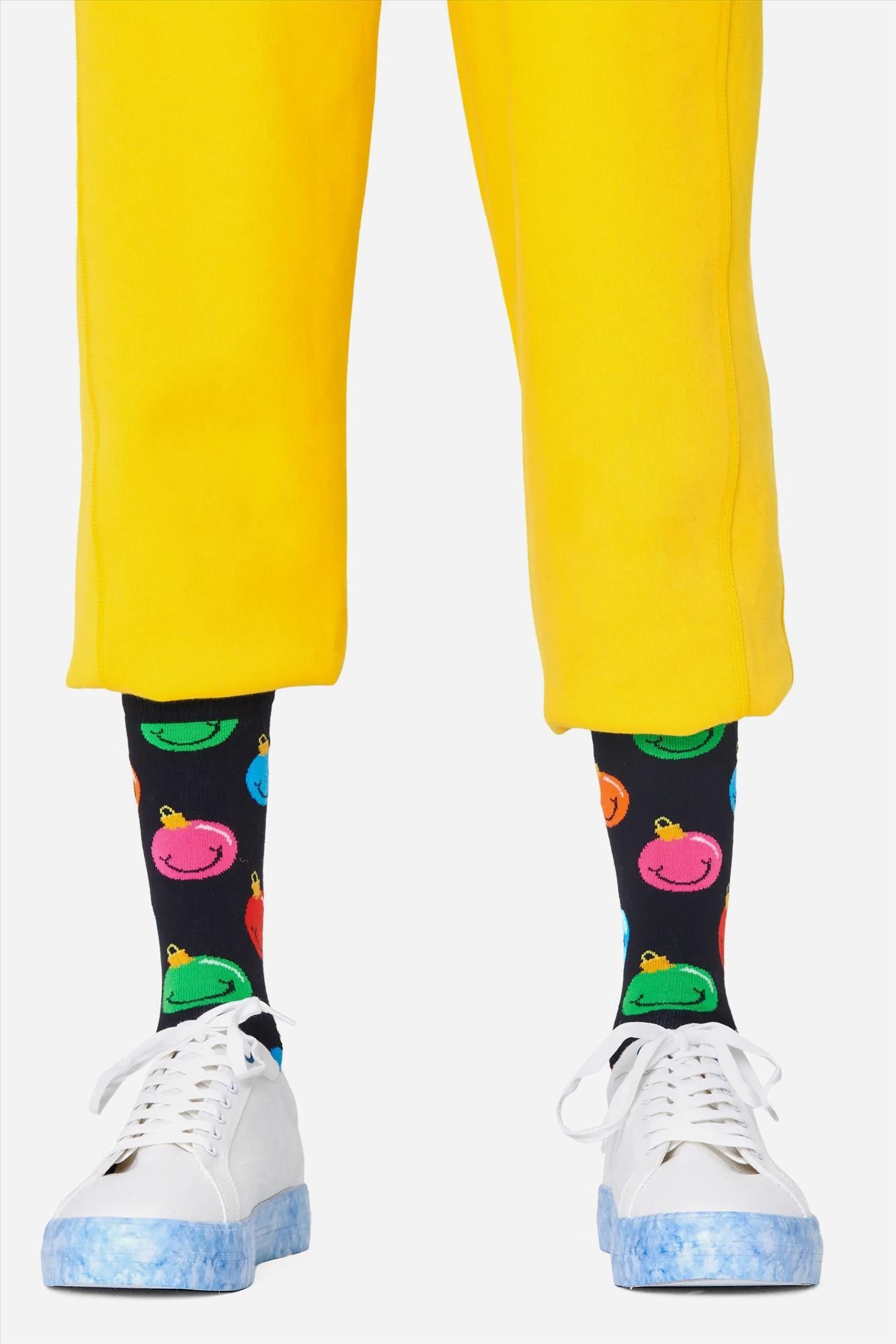 Happy Socks - Zwarte Jingle Smiley sokken, maat: 41-46