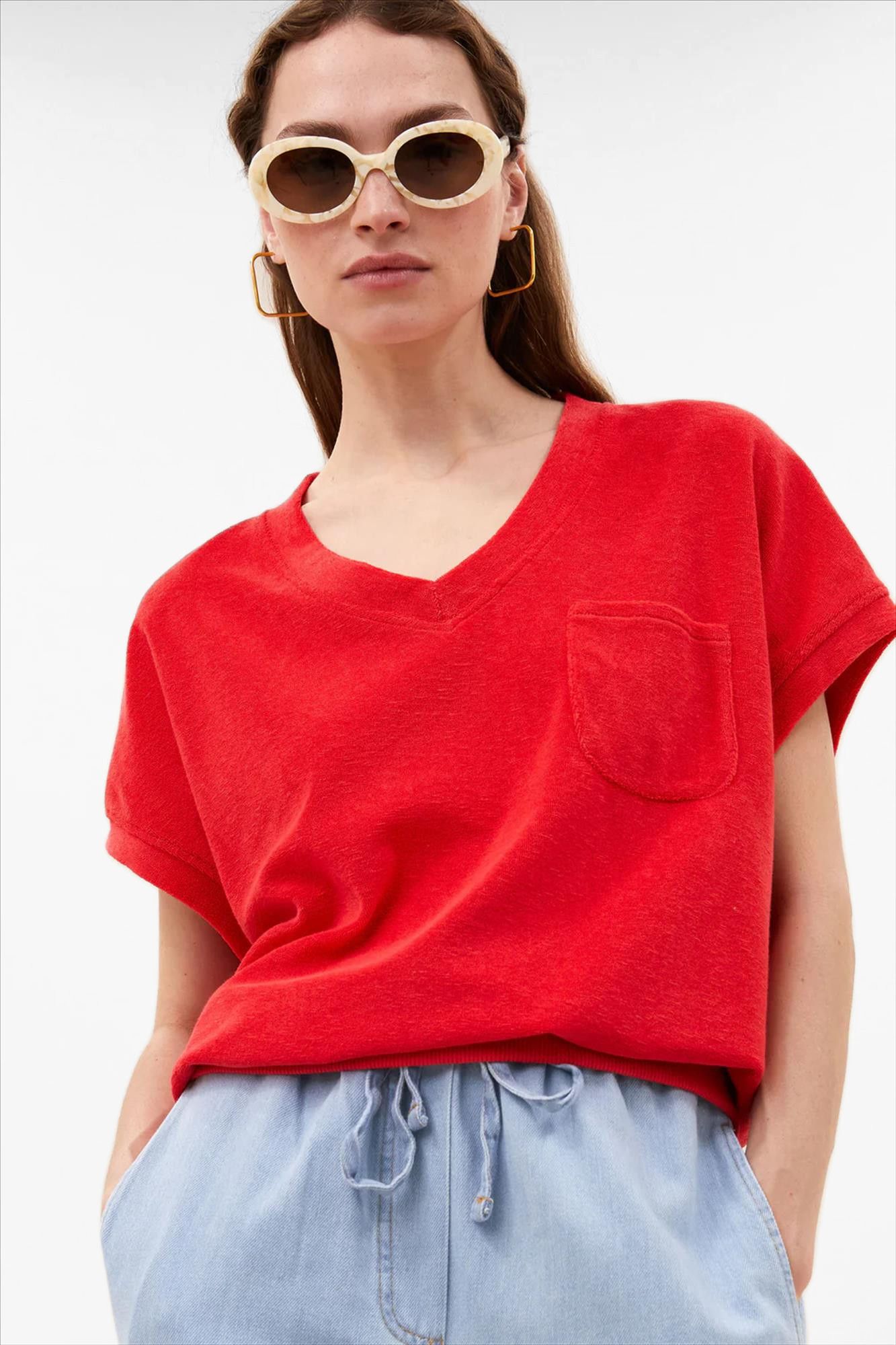 BY BAR - Rode Tyler Slub top