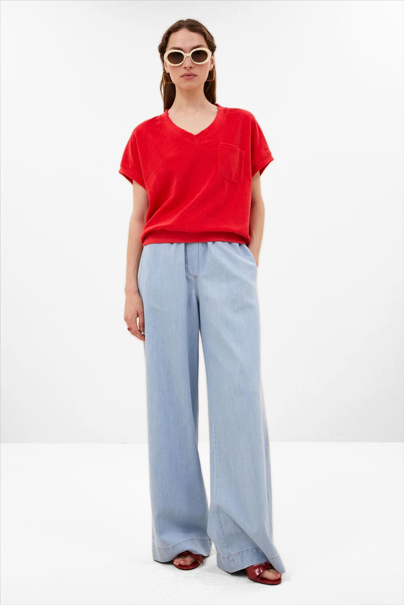 BY BAR - Rode Tyler Slub top