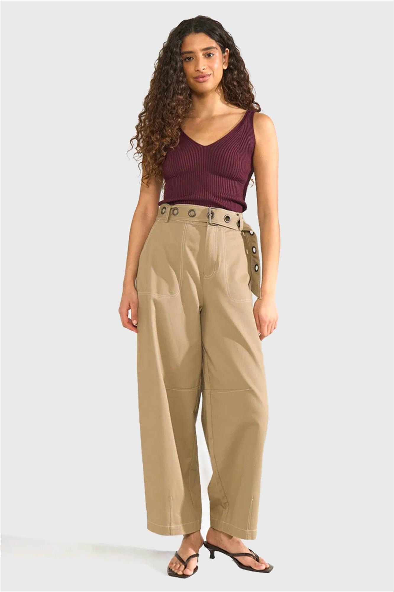 Nümph - Beige Hilme barrel broek