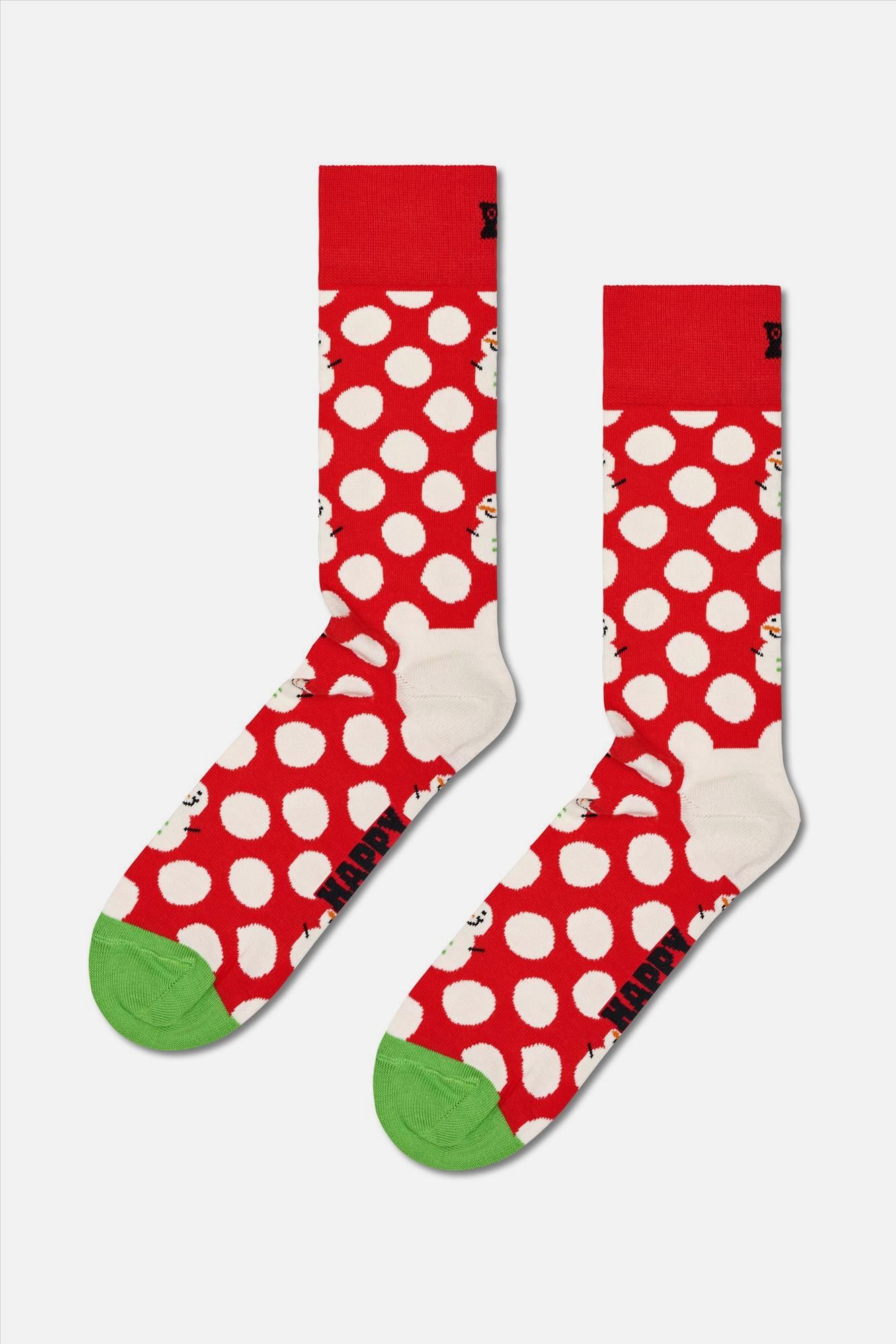 Happy Socks - Rode Big Dot Snowman sokken, maat: 41-46