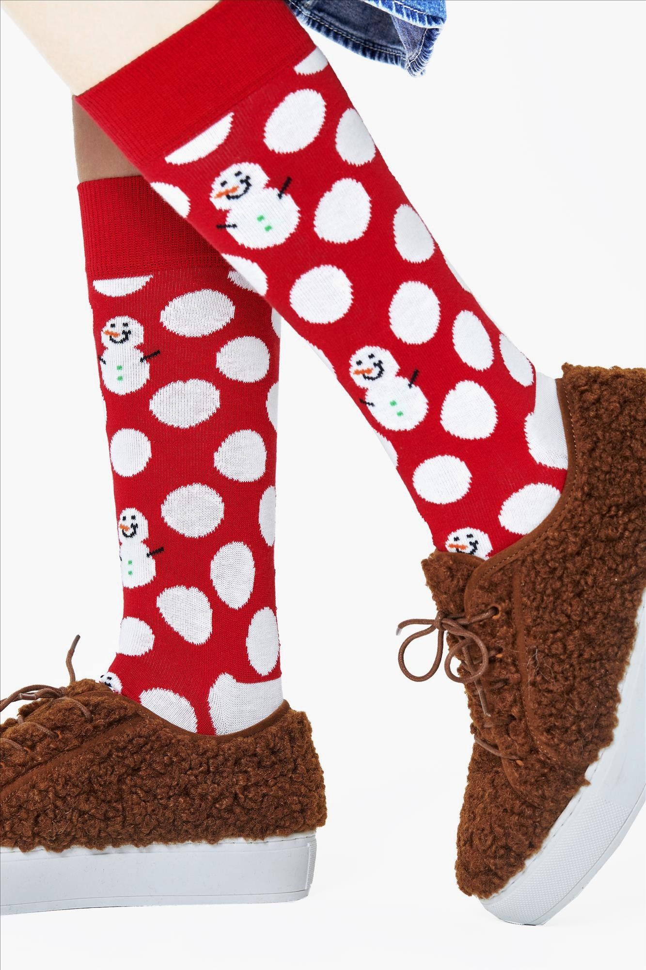 Happy Socks - Rode Big Dot Snowman sokken, maat: 41-46