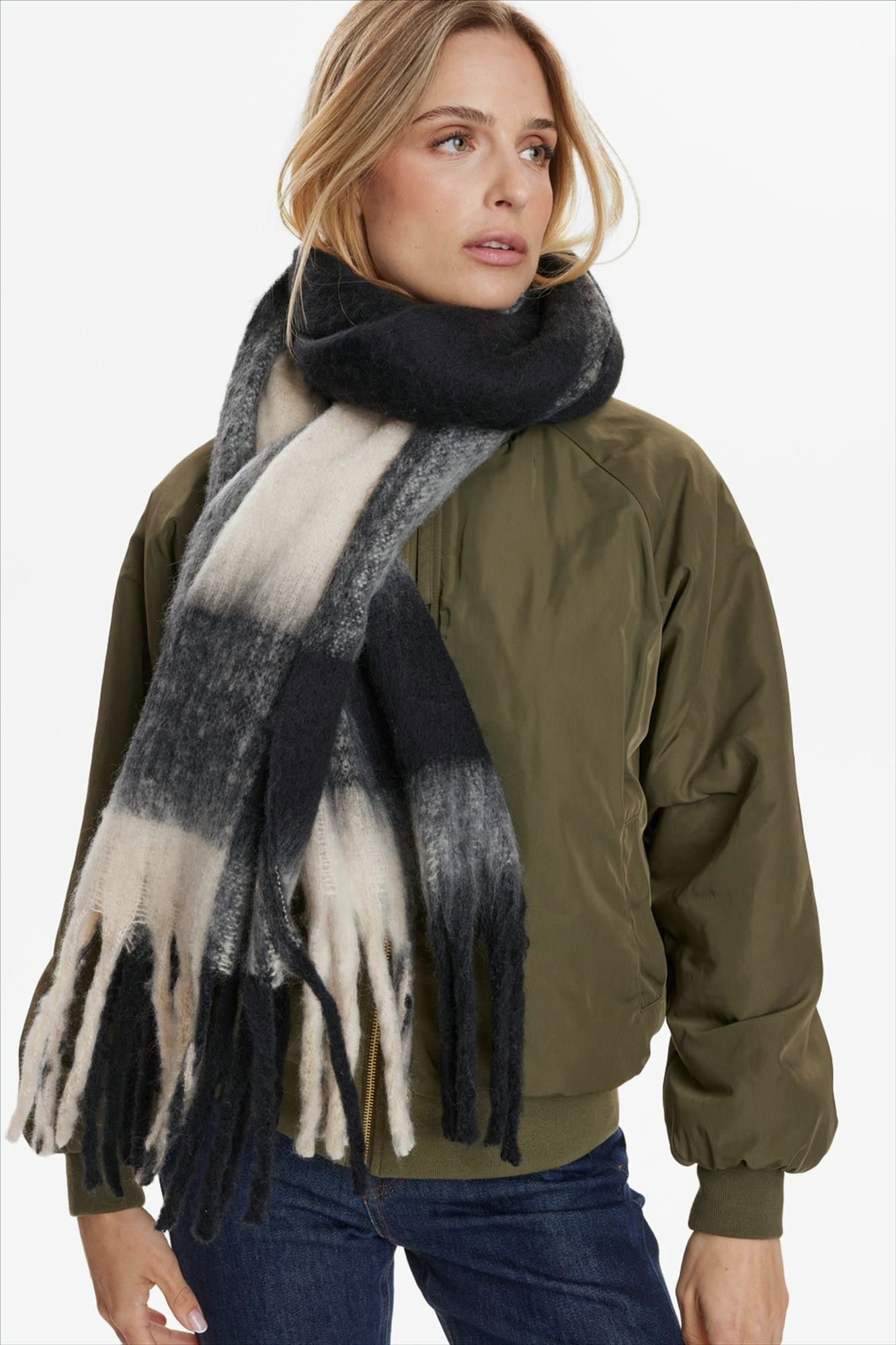Nümph - Zwart-Beige Milo sjaal