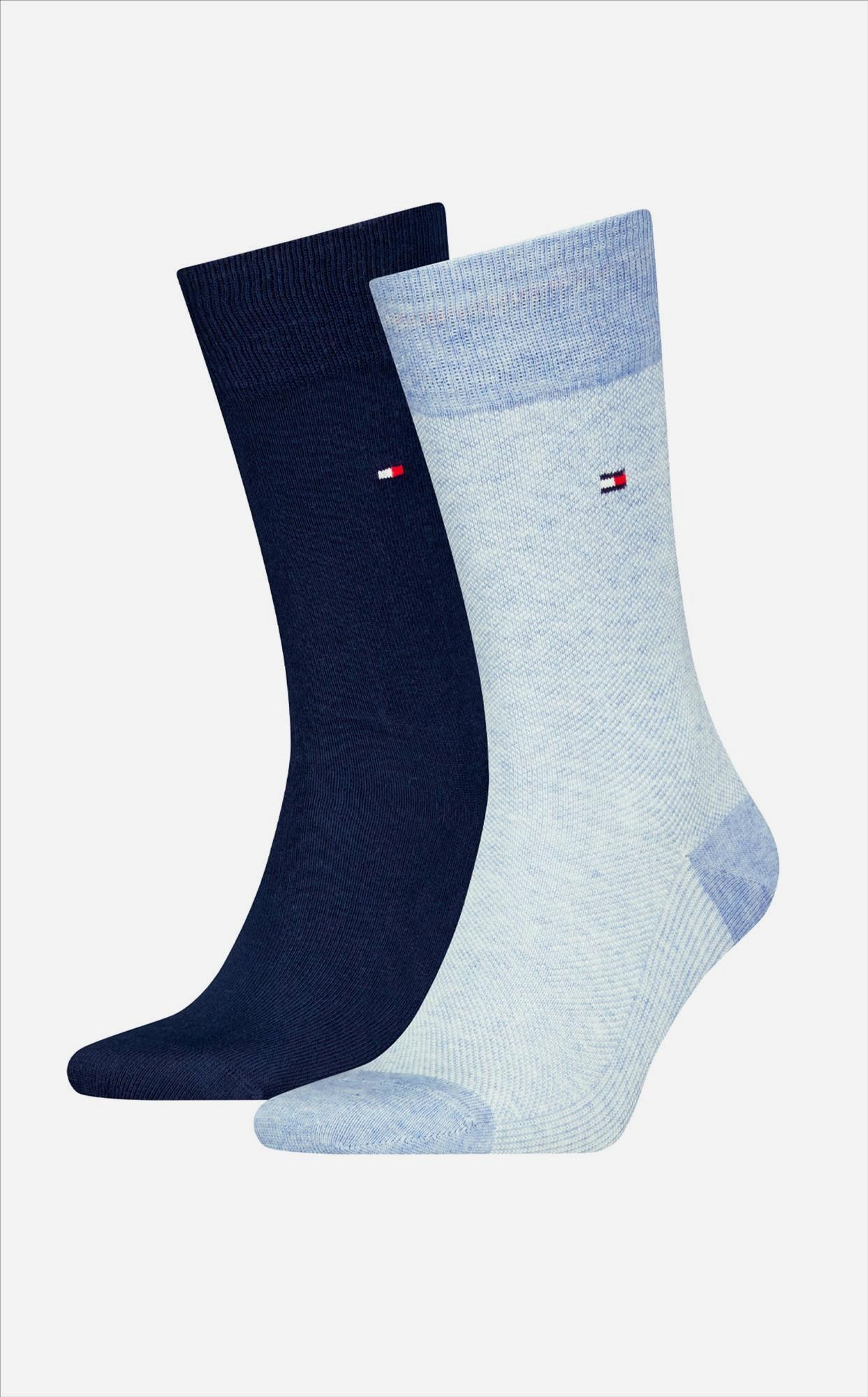 Hilfiger socks - Blauwe 2-pack Melange Logo sokken, maat: 43-46