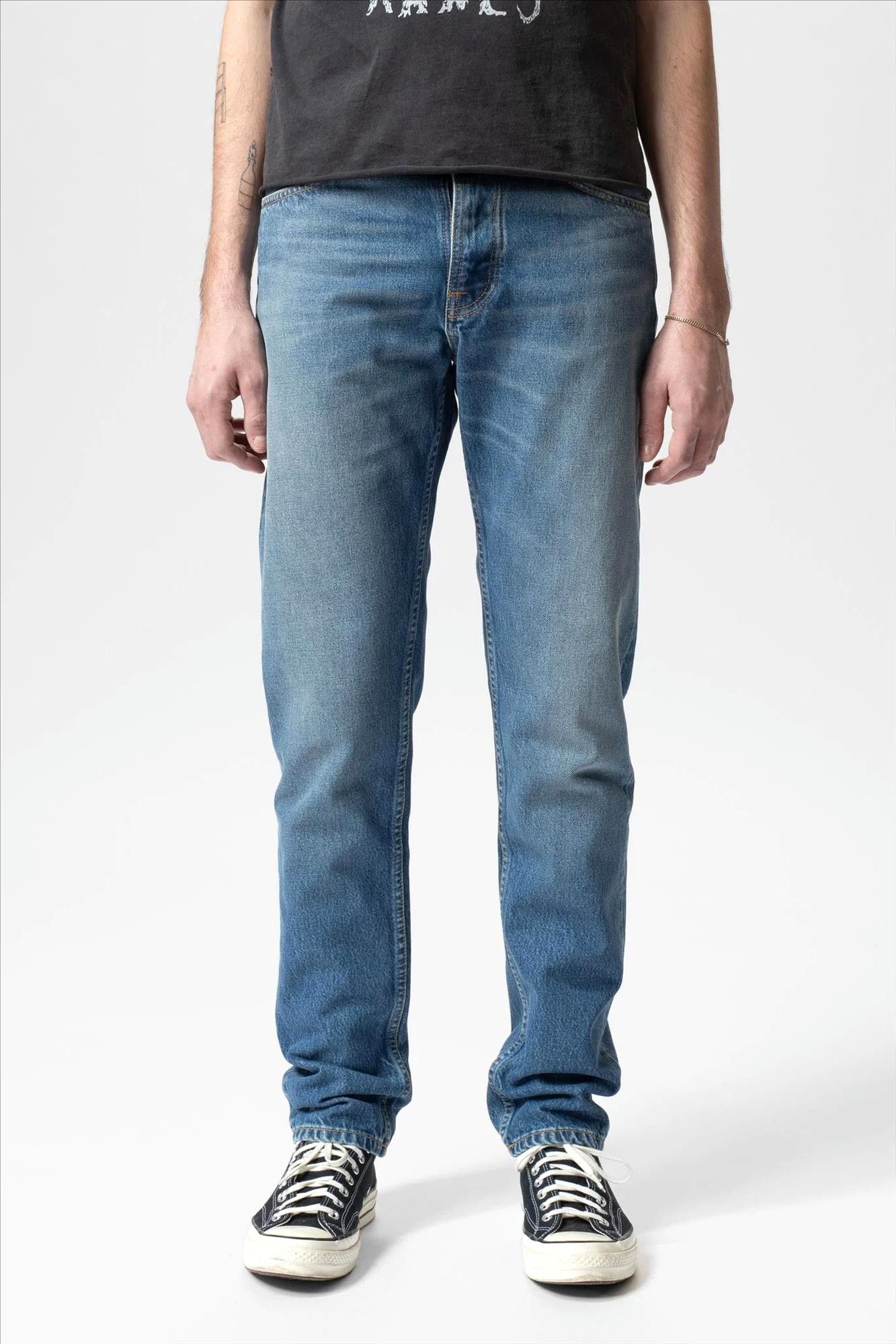 Nudie Jeans Co. - Blauwe Steady Eddie tapered jeans