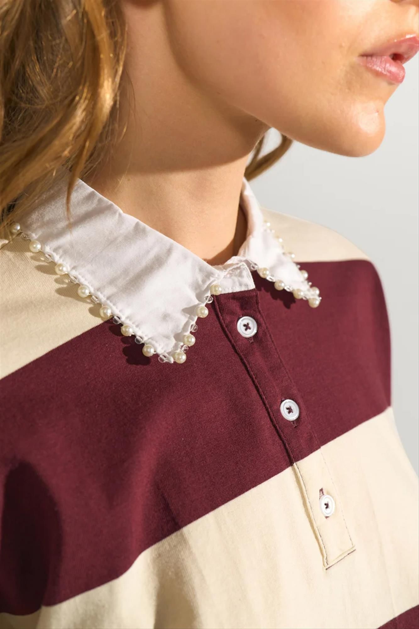 Nümph - Ecru-Paarse Darin sweater