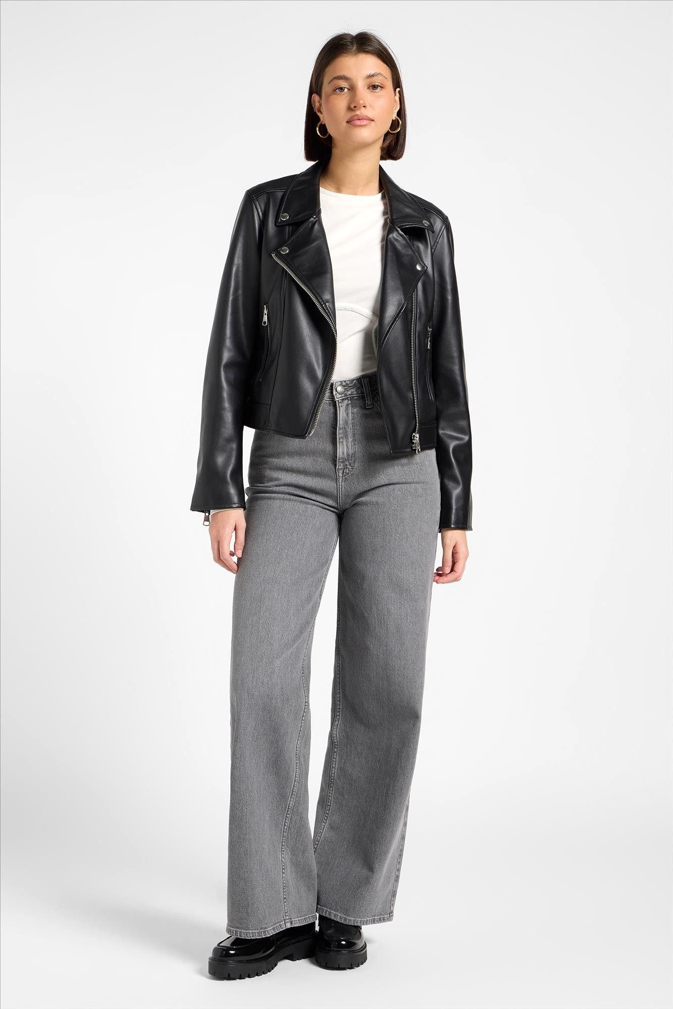 Lee - Grijze Stella wide jeans