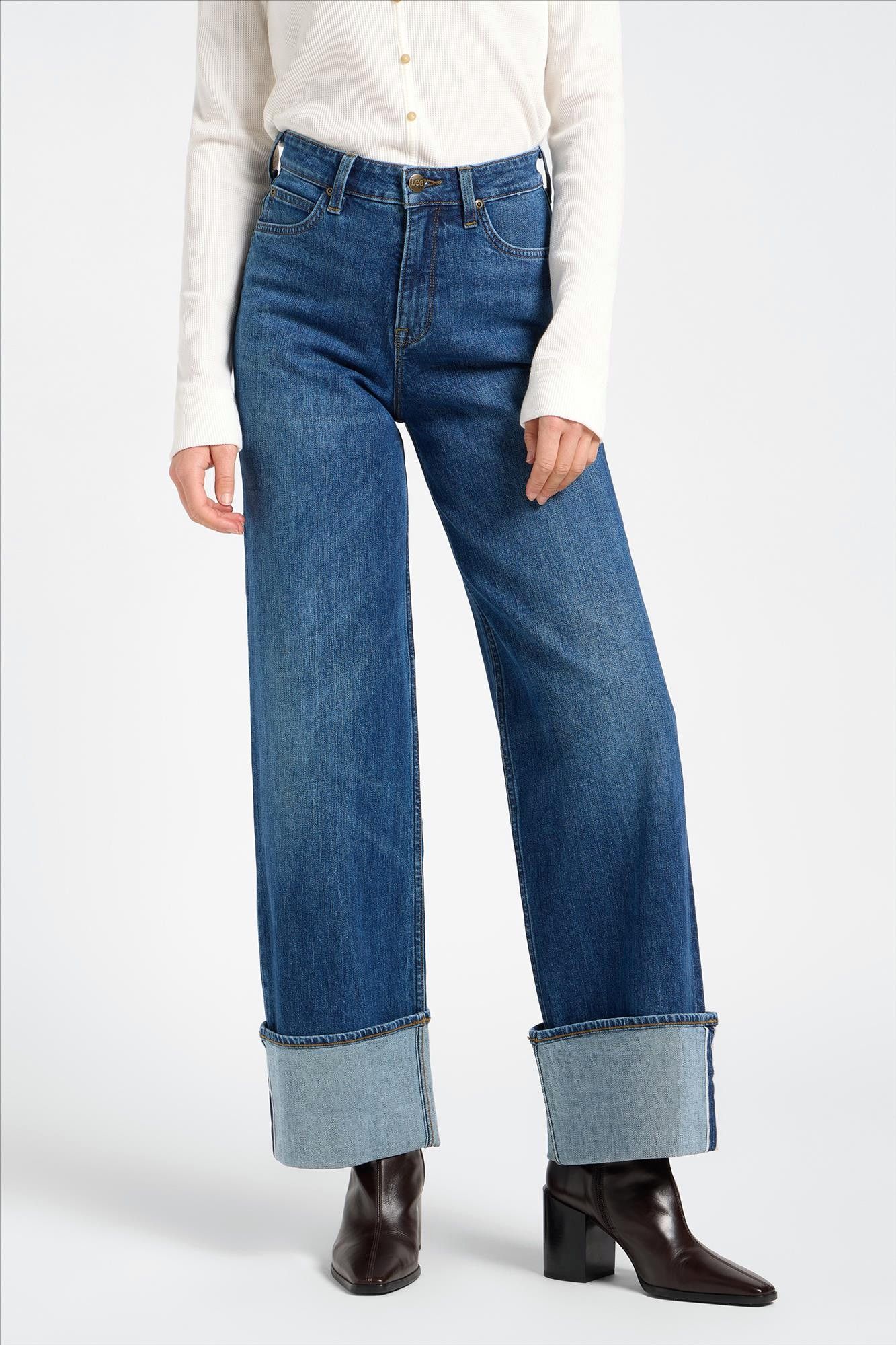 Lee - Donkerblauwe Stella Retro Wide jeans