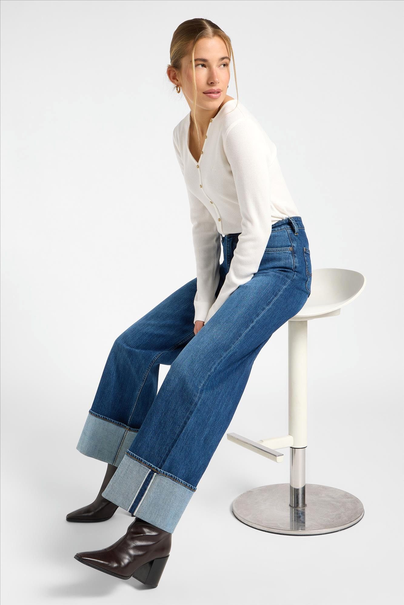 Lee - Donkerblauwe Stella Retro Wide jeans